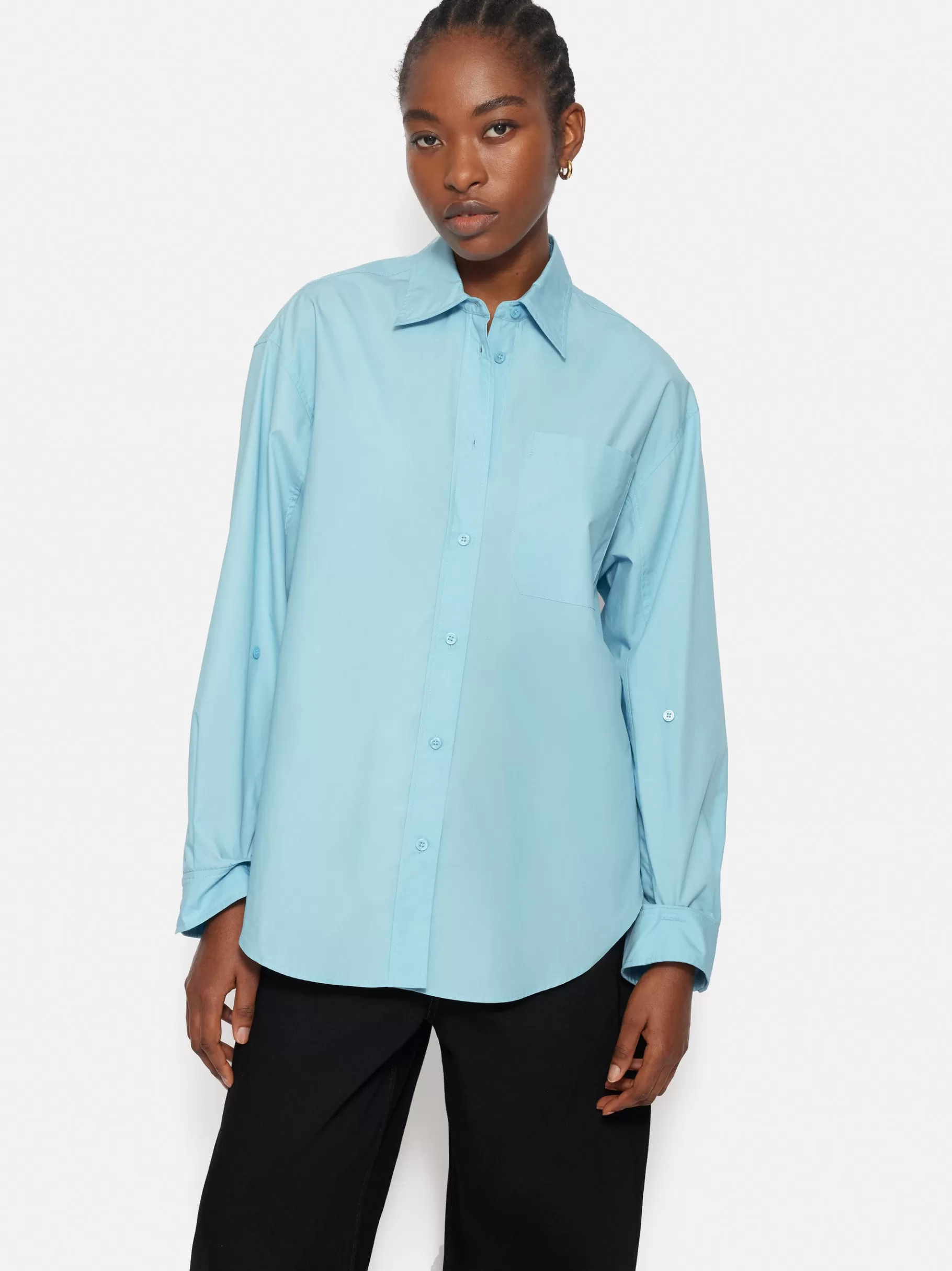 Jigsaw Shirts & Tops-Heritage Cotton Relaxed Shirt Blue