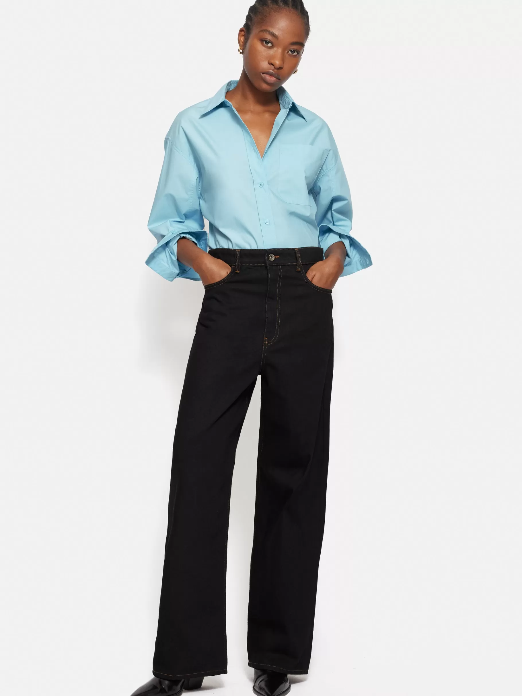 Jigsaw Shirts & Tops-Heritage Cotton Relaxed Shirt Blue
