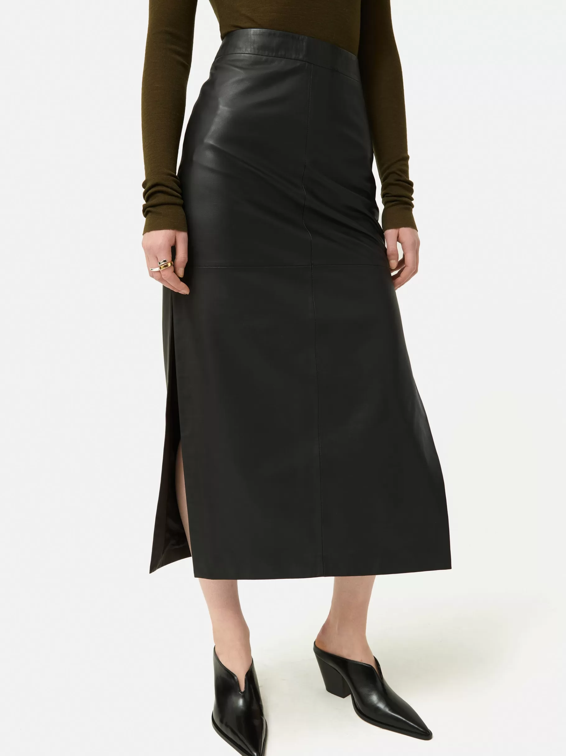 Jigsaw Skirts | Leather-Leather Maxi Skirt Black