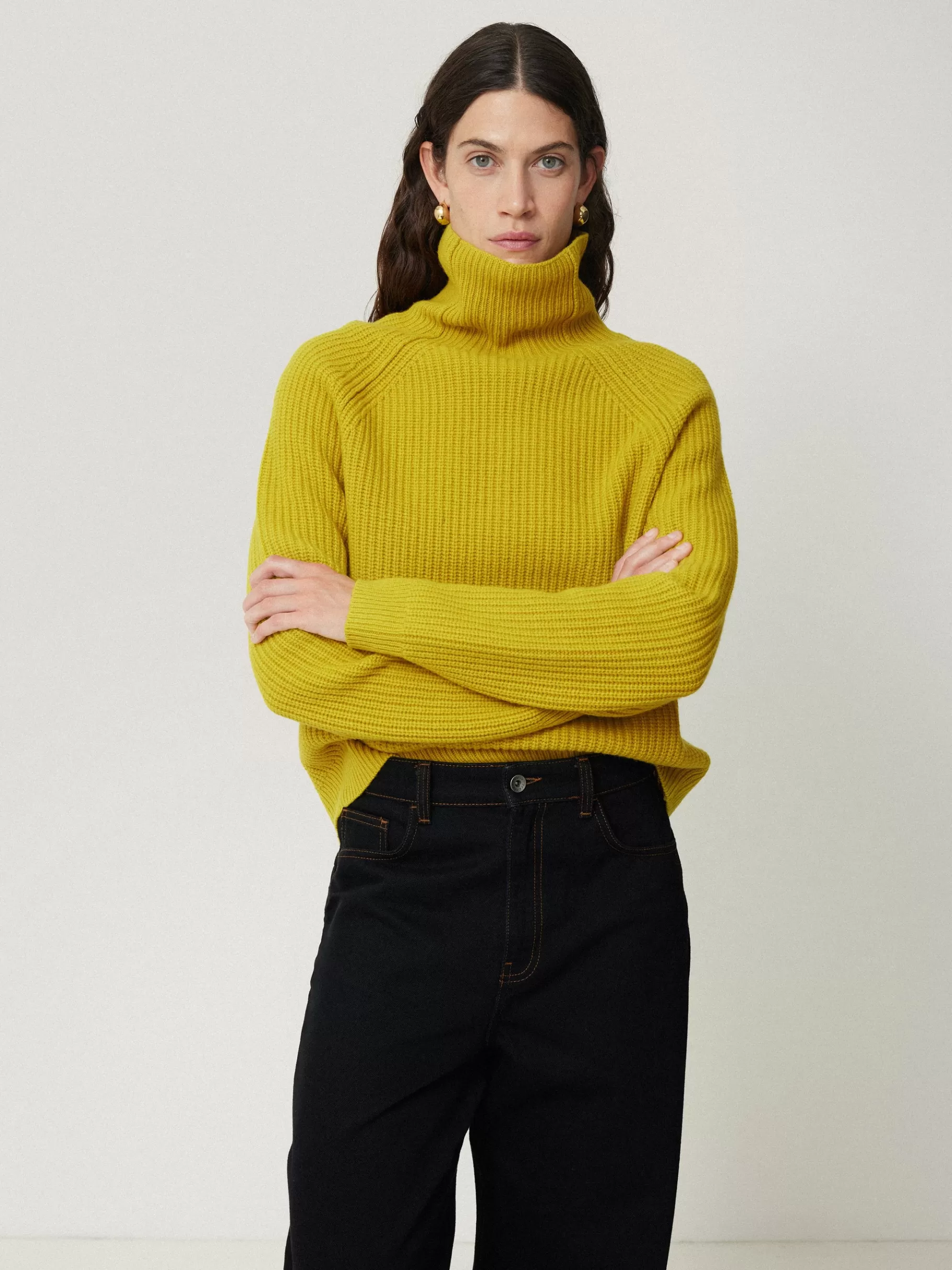 Jigsaw Knitwear & Cashmere-Merino Fishermans Rib Jumper Mustard