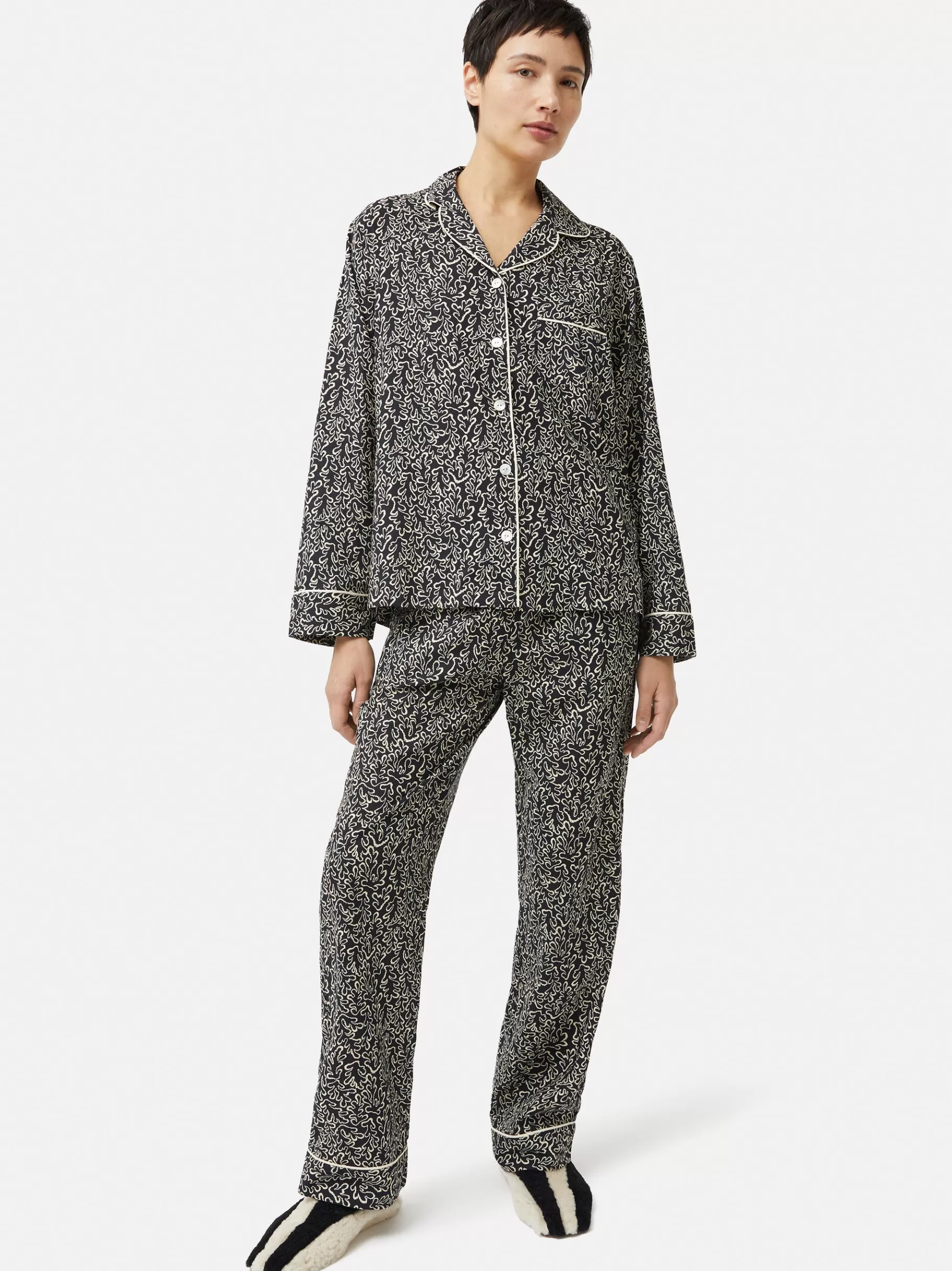 Jigsaw Pyjamas & Loungewear-Mini Hydra Coral Pyjama Black