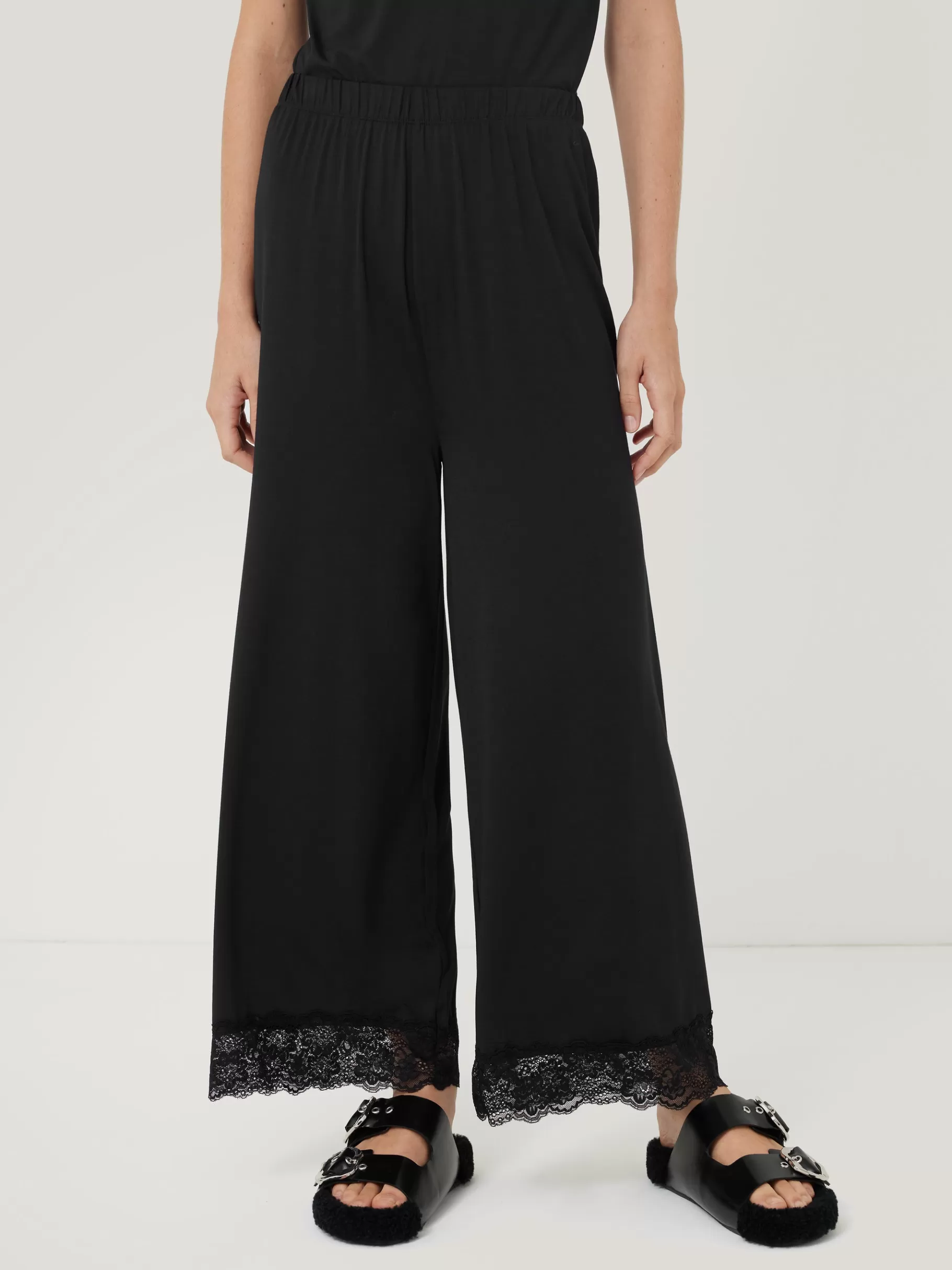 Jigsaw Pyjamas & Loungewear-Modal Lace Pyjama Trouser Black