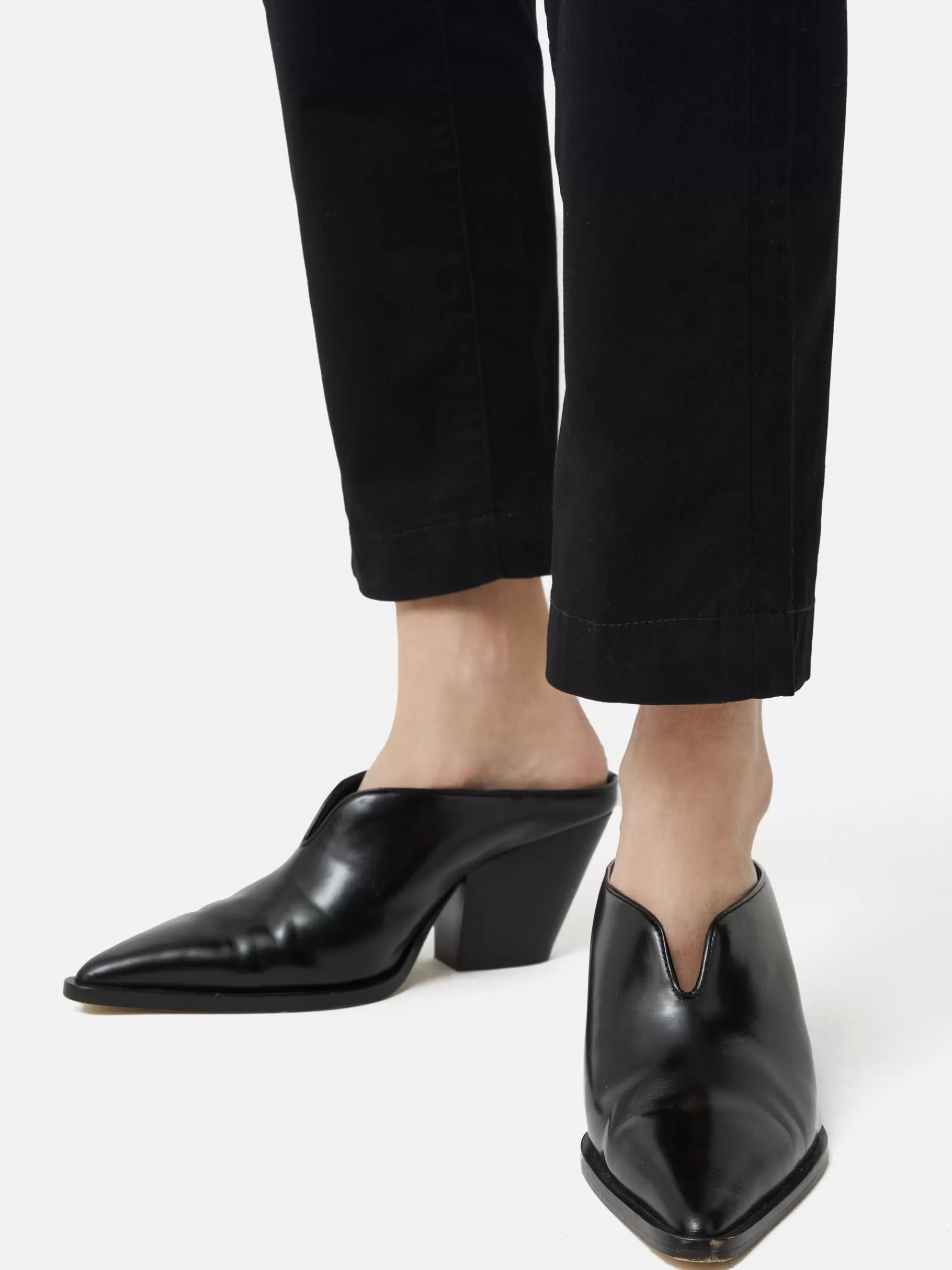 Jigsaw Heels | Leather-Oakley Heeled Mule Black