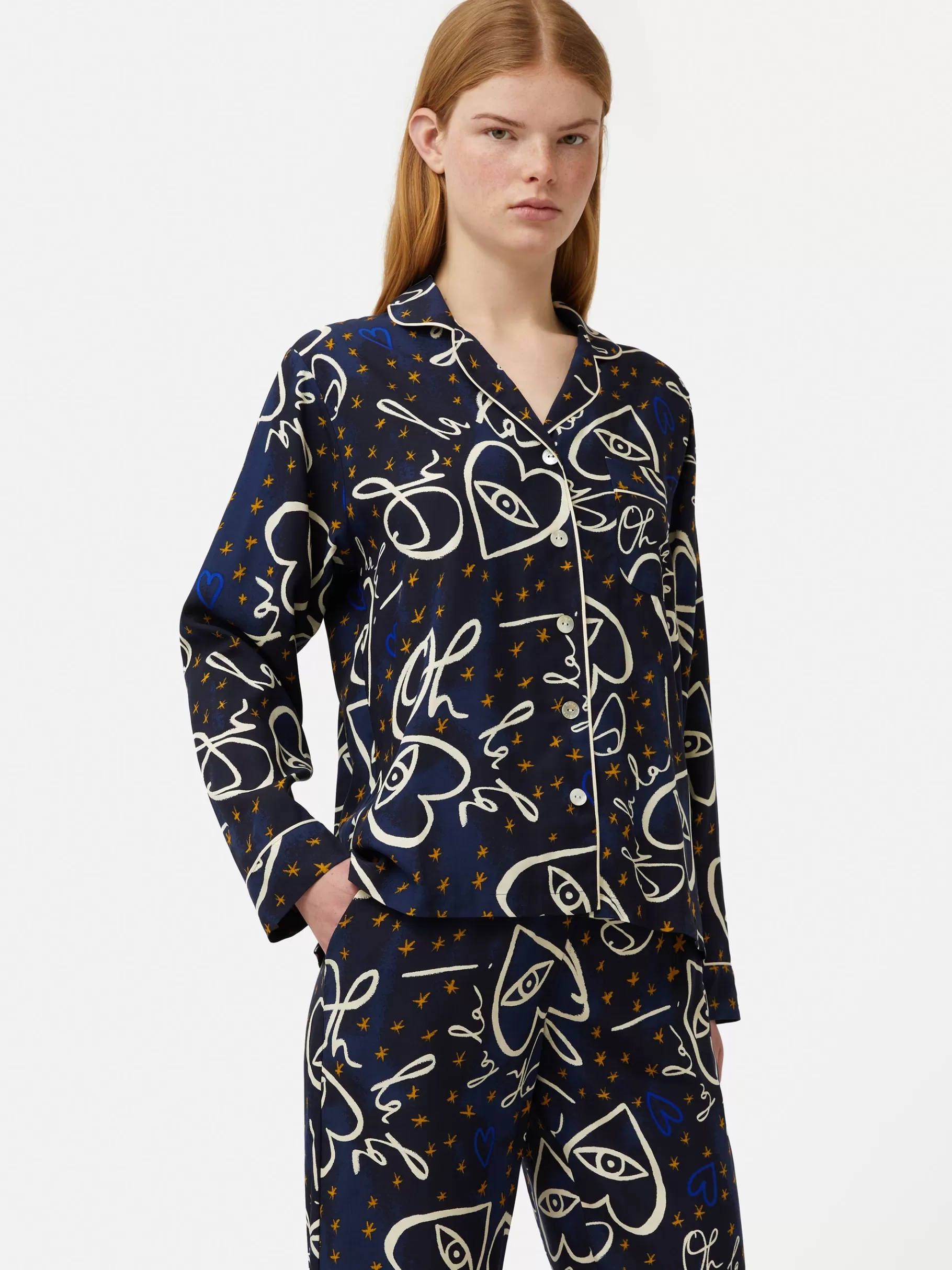 Jigsaw Pyjamas & Loungewear-Oh La La Modal Pyjama Navy