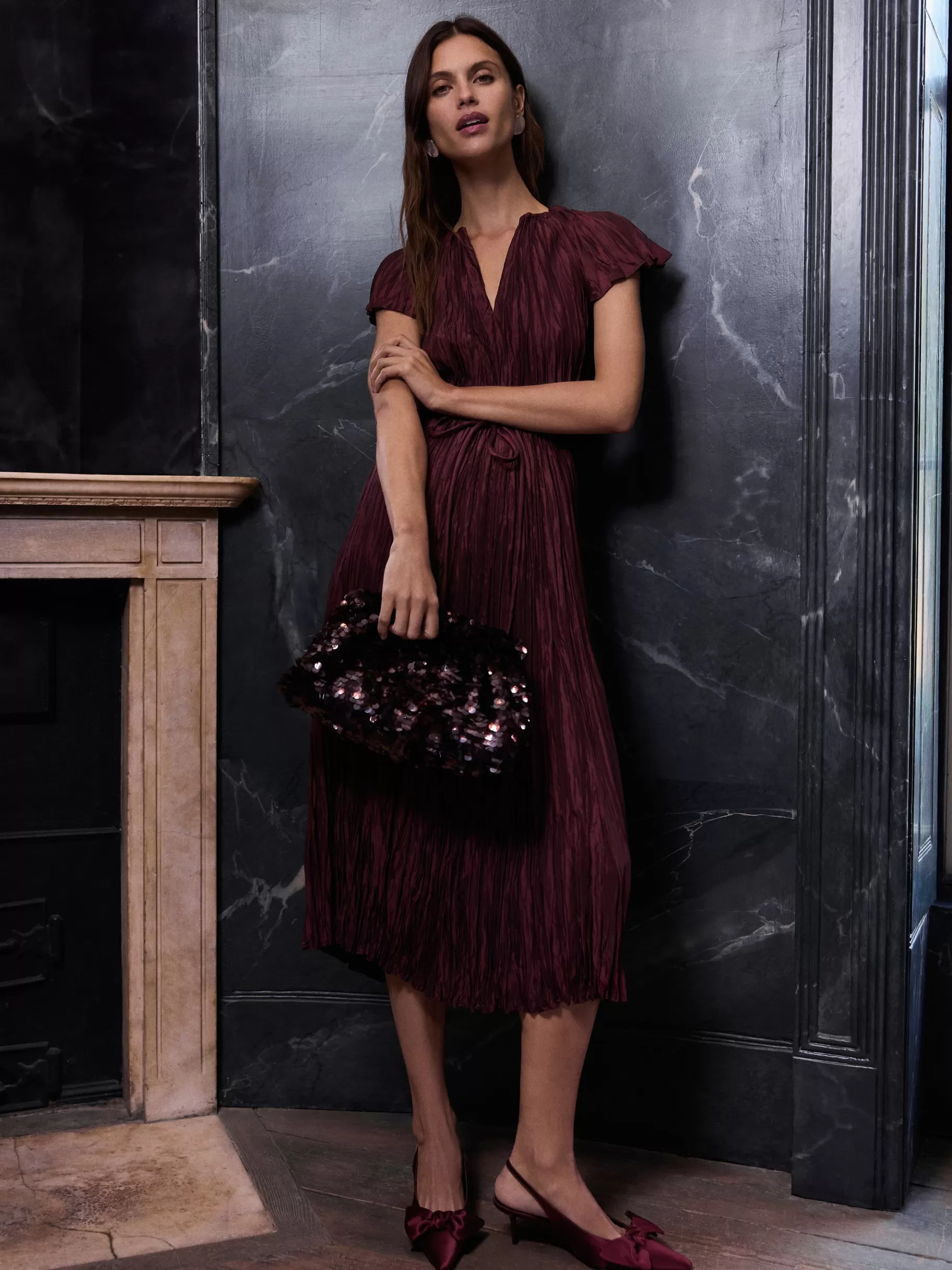 Jigsaw Dresses & Jumpsuits | Party-Plisse Belted Dress Red