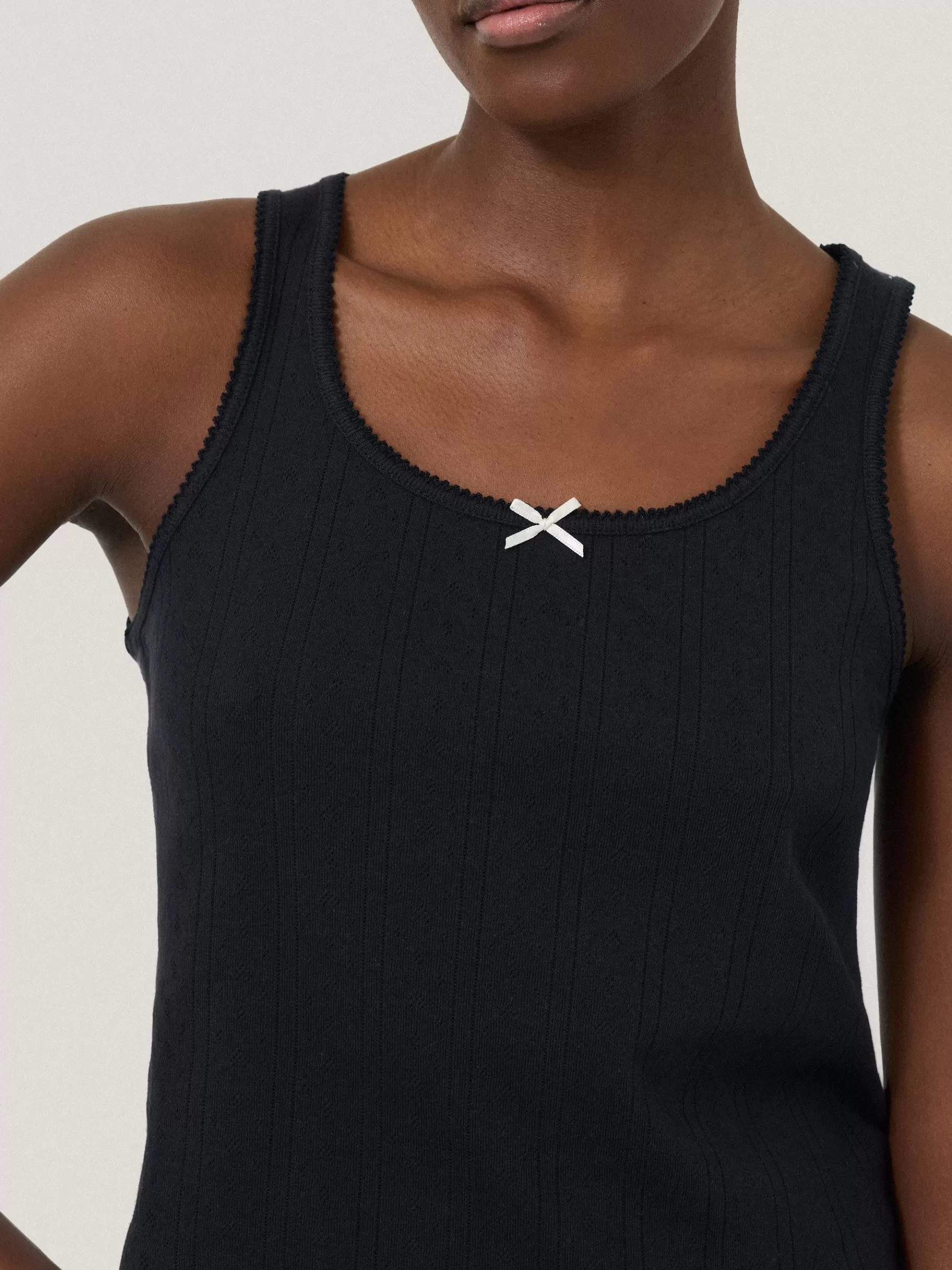 Jigsaw Pyjamas & Loungewear-Pointelle Pyjama Vest Top Navy