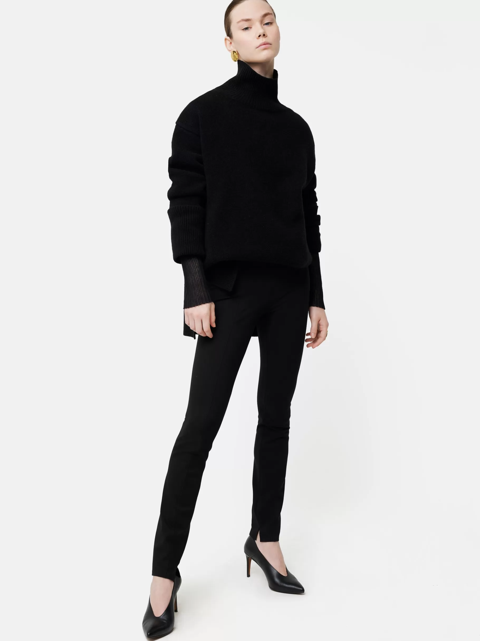 Jigsaw Trousers-Ponte Cigarette Trousers Black