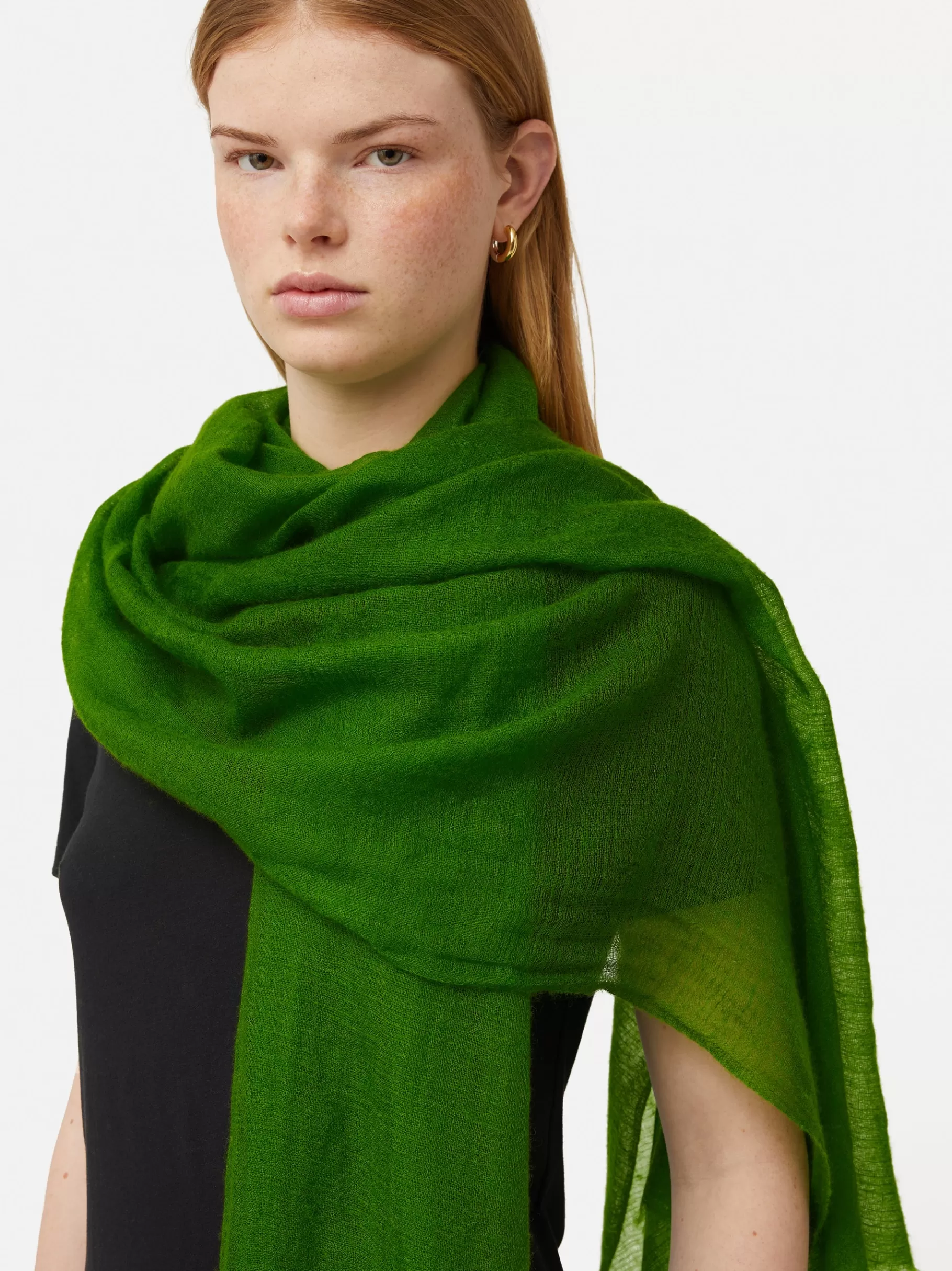 Jigsaw Ponchos & Scarves | Knitwear & Cashmere-Pure Cashmere Gauze Scarf Green
