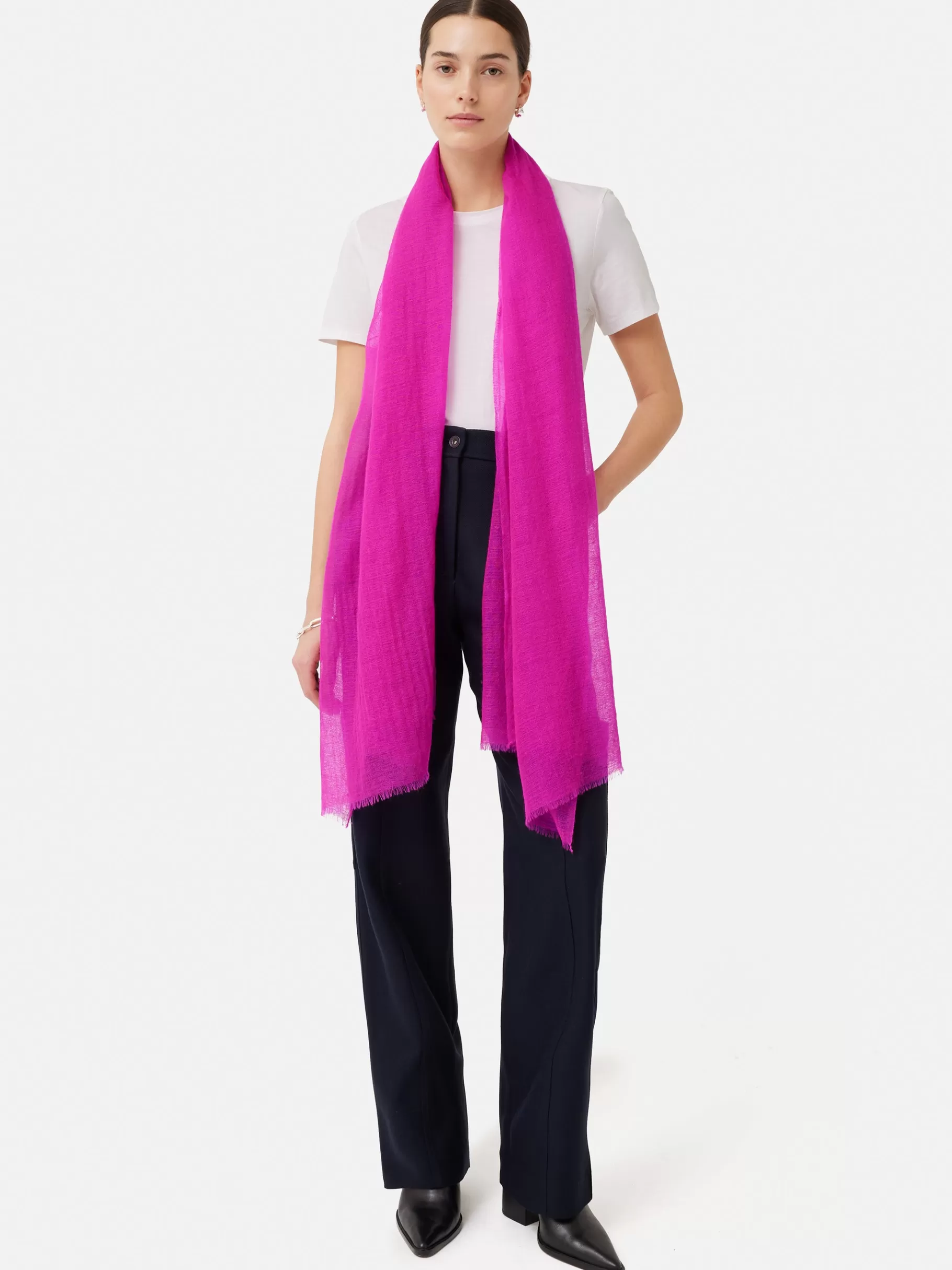 Jigsaw Ponchos & Scarves | Knitwear & Cashmere-Pure Cashmere Gauze Scarf Pink