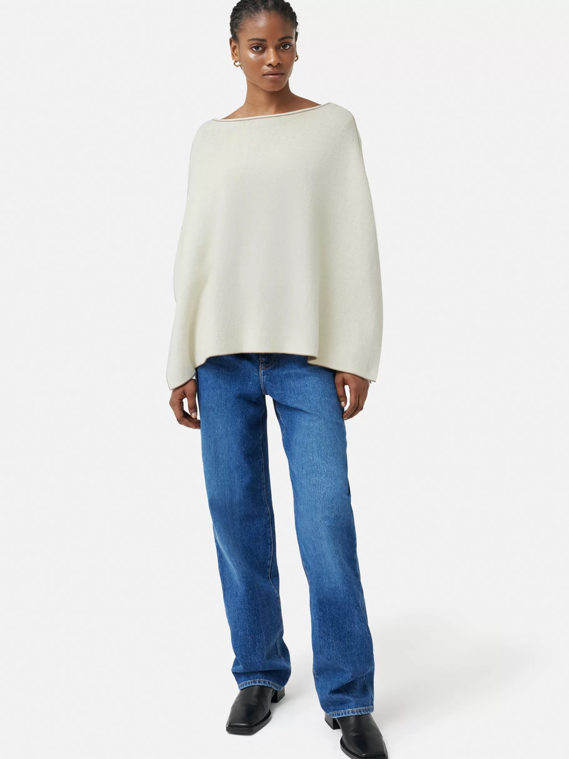 Jigsaw Ponchos & Scarves-Reversible Cotton Blend Poncho Camel