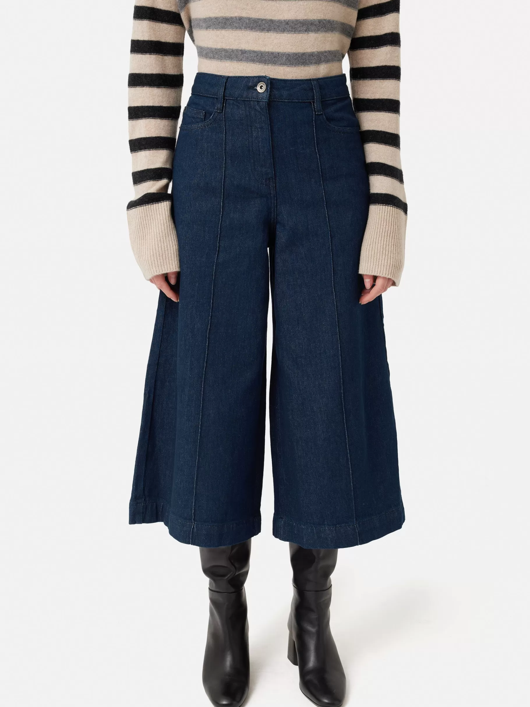 Jigsaw Denim-Seamed Denim Culotte Indigo