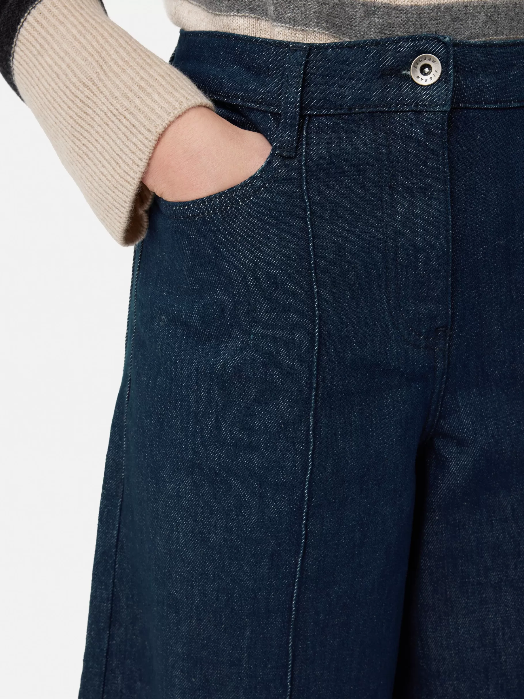 Jigsaw Denim-Seamed Denim Culotte Indigo