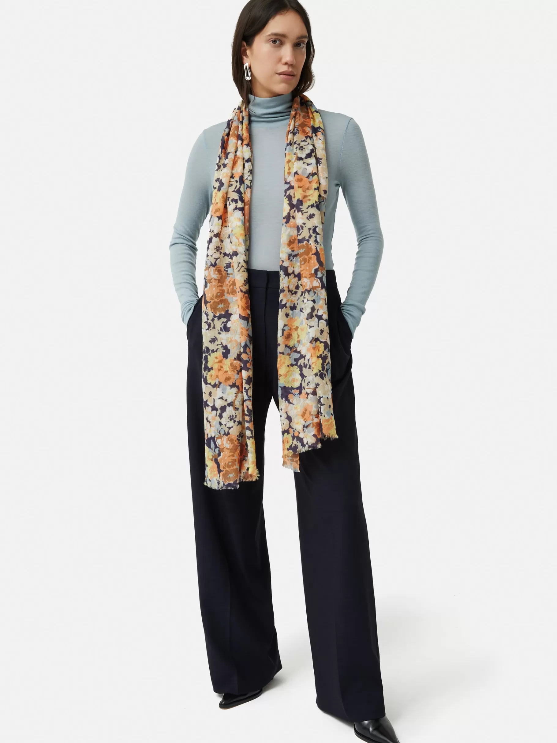 Jigsaw Ponchos & Scarves-Sheer Petal Gauze Scarf Multi