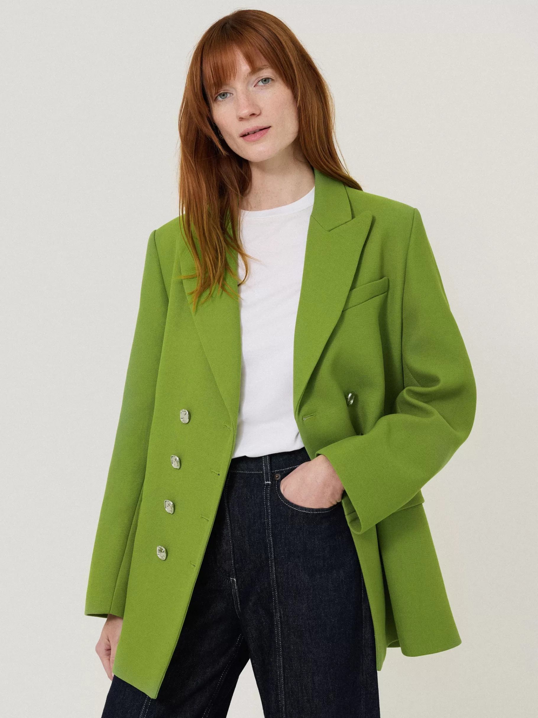 Jigsaw Coats & Jackets-Silver Button Military Jacket Green