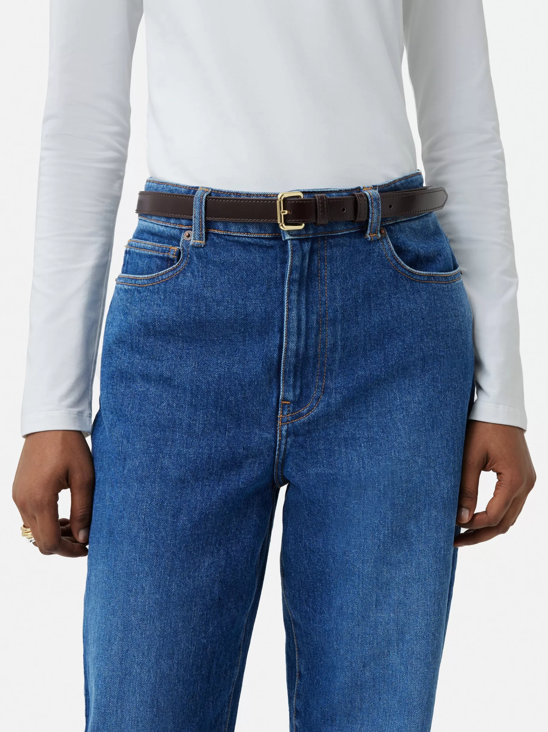 Jigsaw Belts | Leather-Skinny Leather Belt Conker