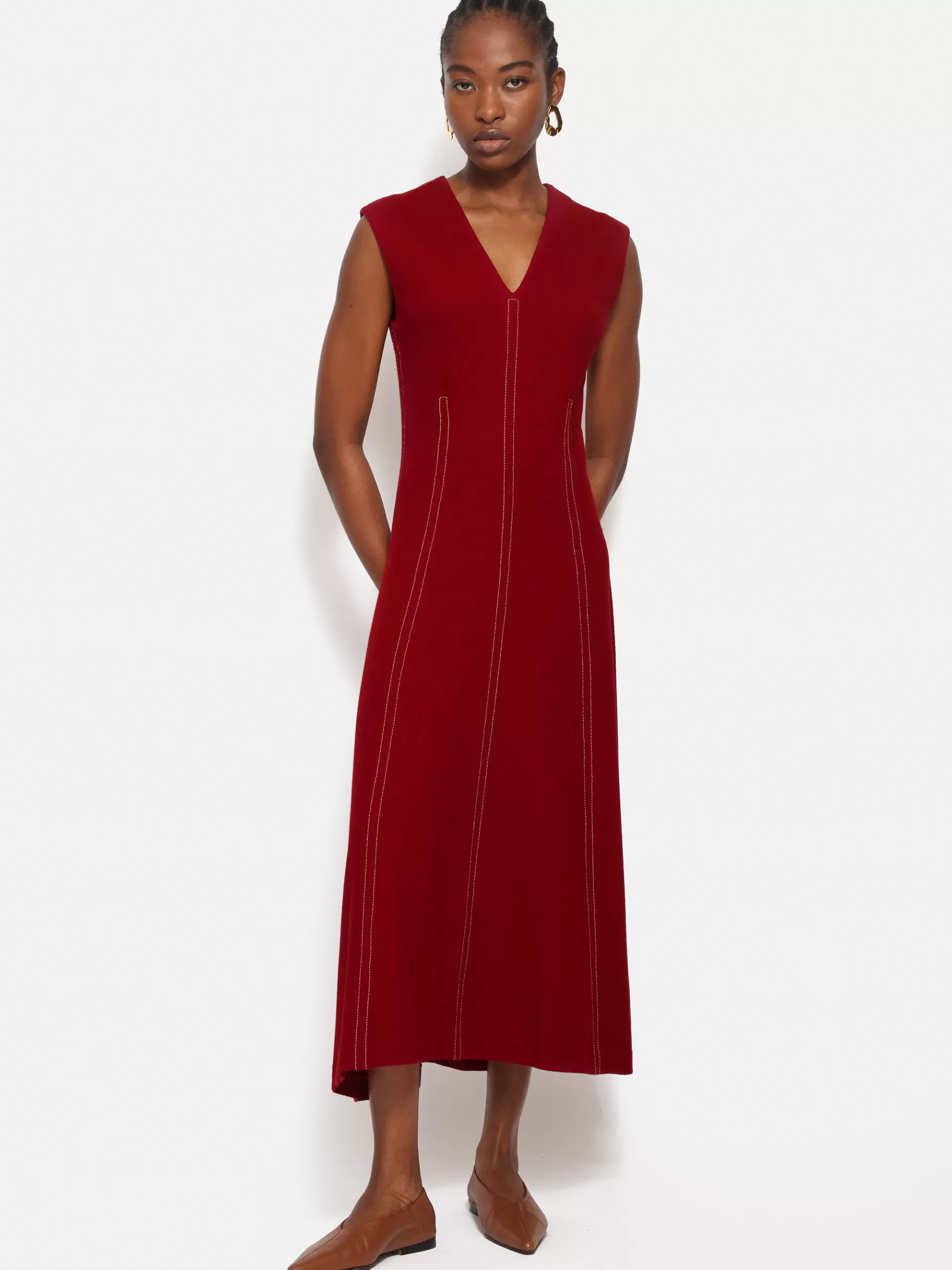 Jigsaw Dresses & Jumpsuits-Sleeveless Stitched Dress Red