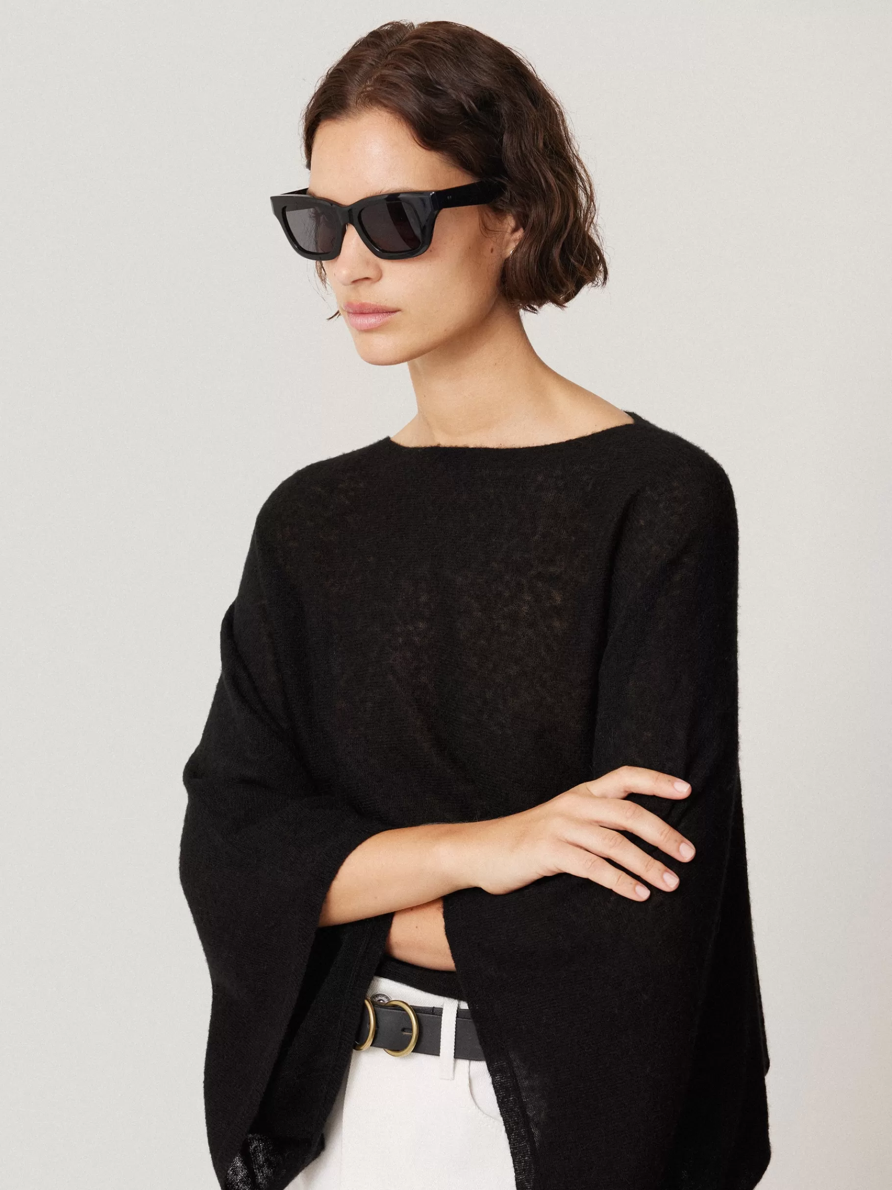 Jigsaw Co-ords | Knitwear & Cashmere-Soft Gauzy Knit Poncho Jumper Black