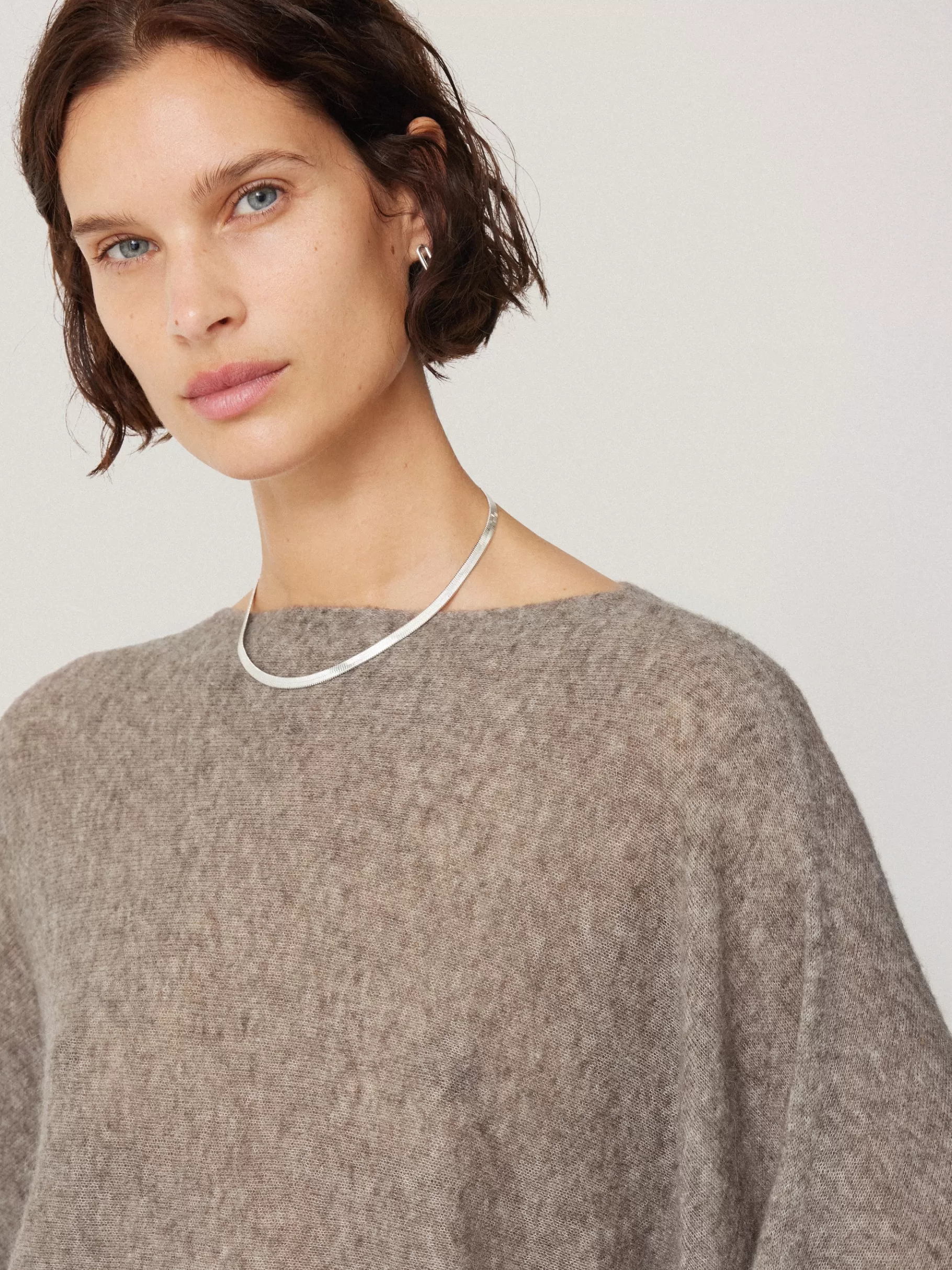 Jigsaw Co-ords | Knitwear & Cashmere-Soft Gauzy Knit Poncho Jumper Taupe