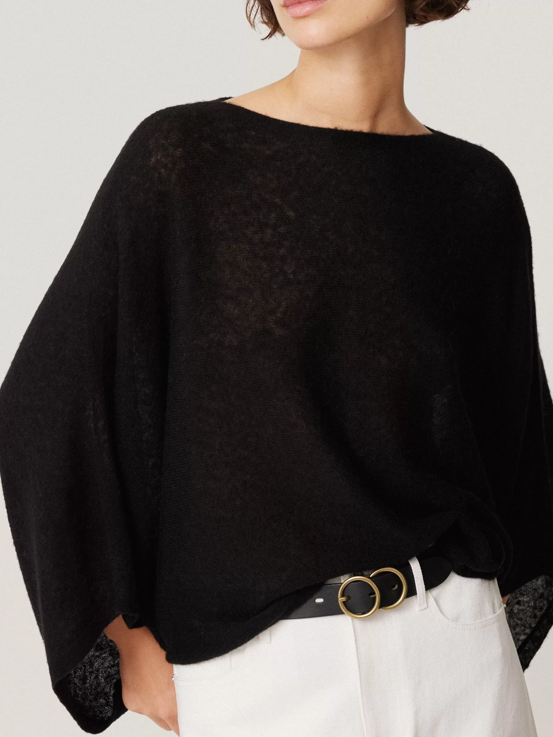 Jigsaw Co-ords | Knitwear & Cashmere-Soft Gauzy Knit Poncho Jumper Black