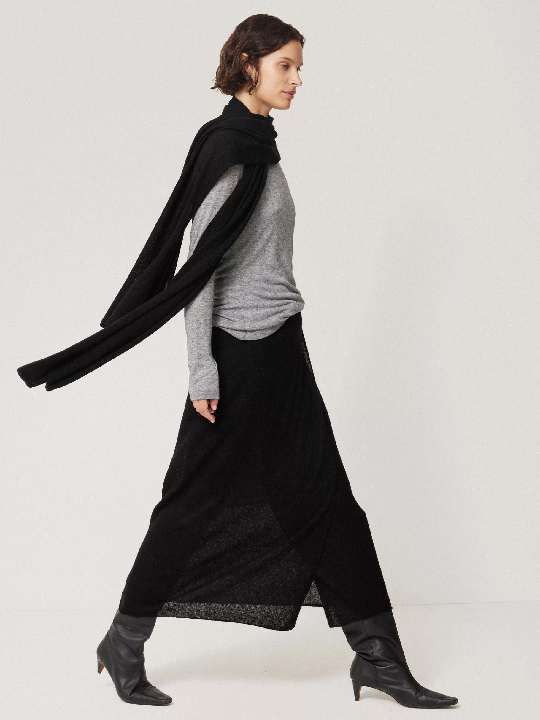 Jigsaw Ponchos & Scarves | Knitwear & Cashmere-Soft Gauzy Knit Scarf Black