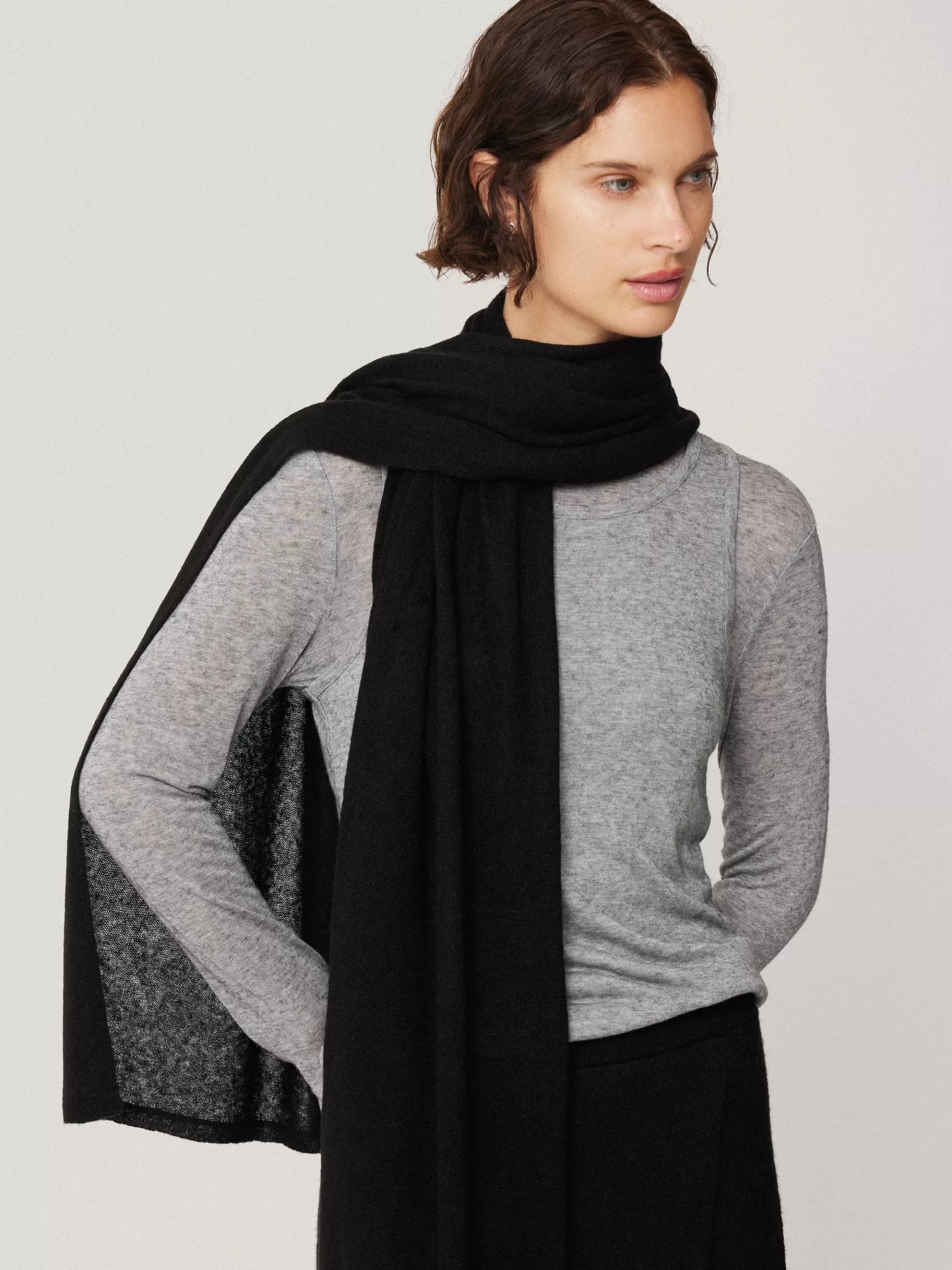 Jigsaw Ponchos & Scarves | Knitwear & Cashmere-Soft Gauzy Knit Scarf Black