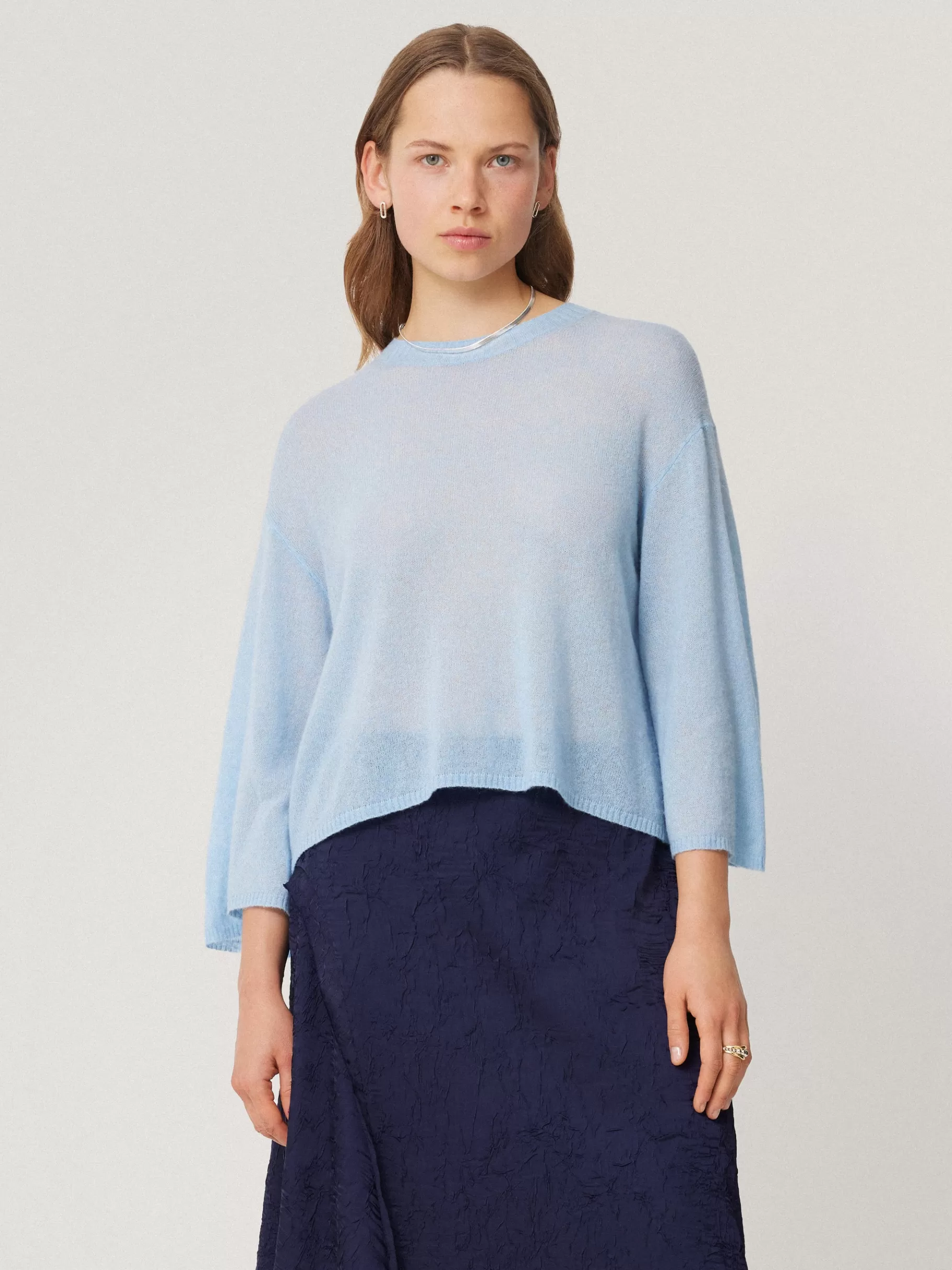 Jigsaw Knitwear & Cashmere-Soft Gauzy Knit T-shirt LightBlue