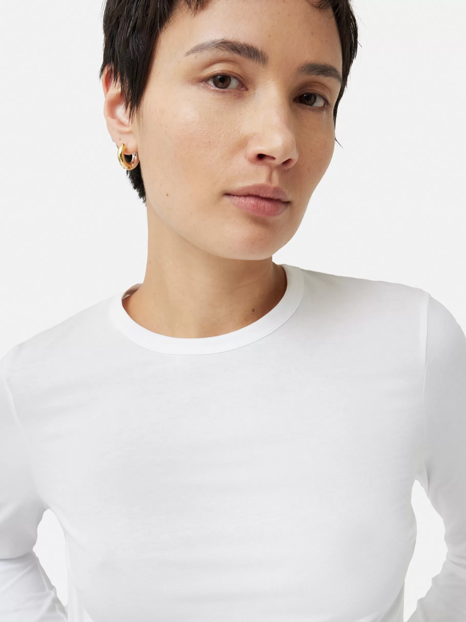 Jigsaw Pyjamas & Loungewear | Shirts & Tops-Supima Cotton Long Sleeve Tee White