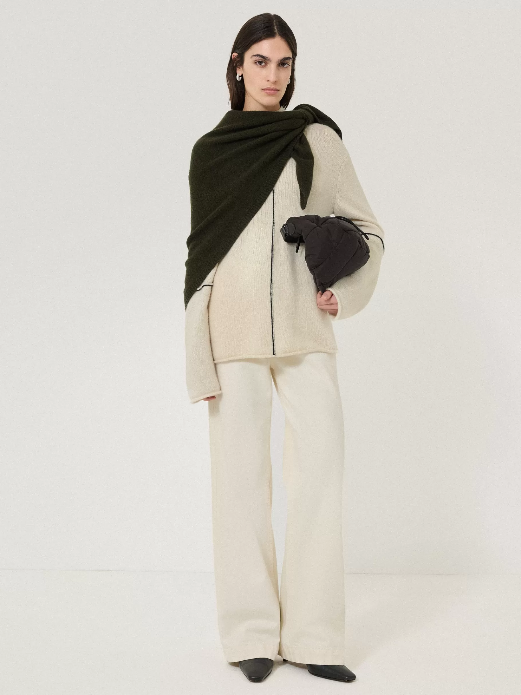 Jigsaw Ponchos & Scarves | Knitwear & Cashmere-Triangle Knitted Scarf DarkGreen