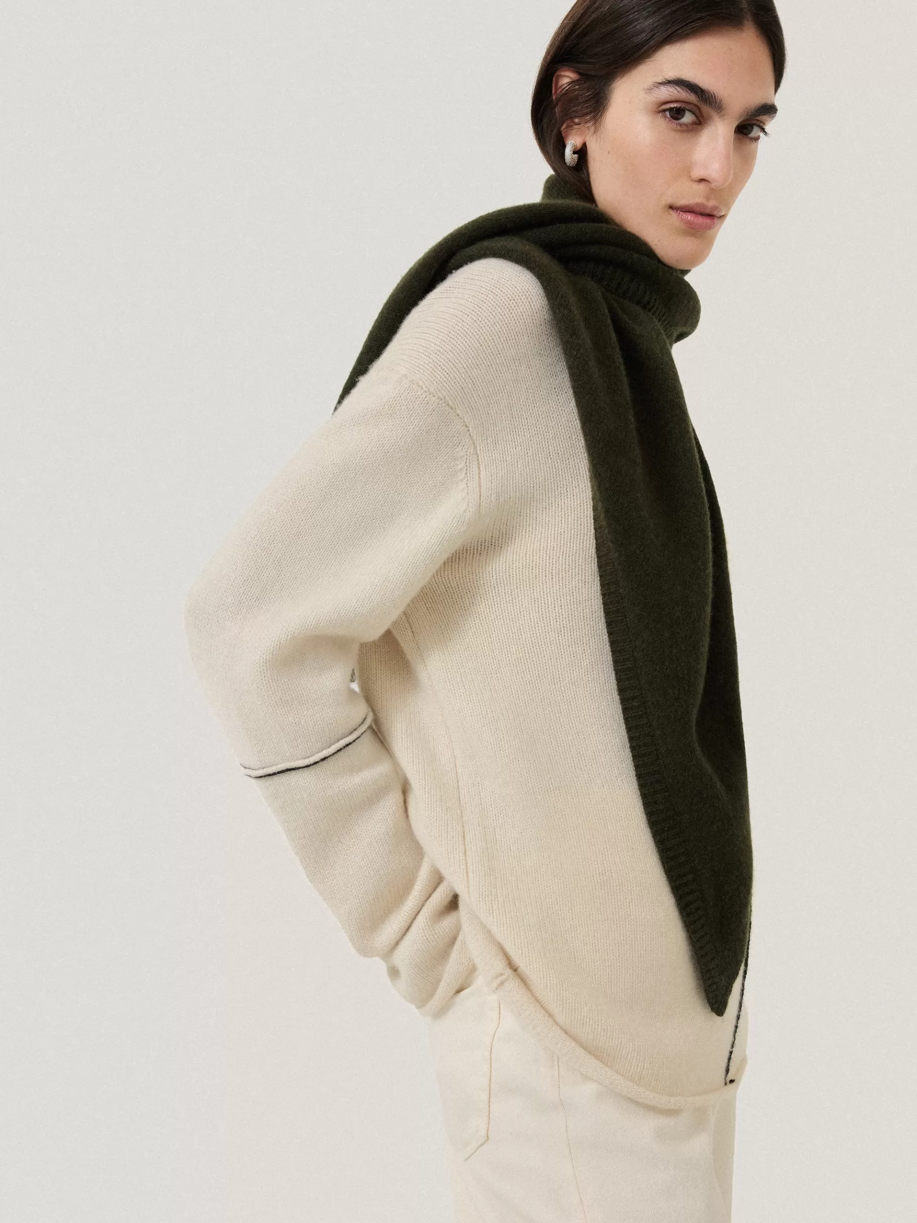 Jigsaw Ponchos & Scarves | Knitwear & Cashmere-Triangle Knitted Scarf DarkGreen