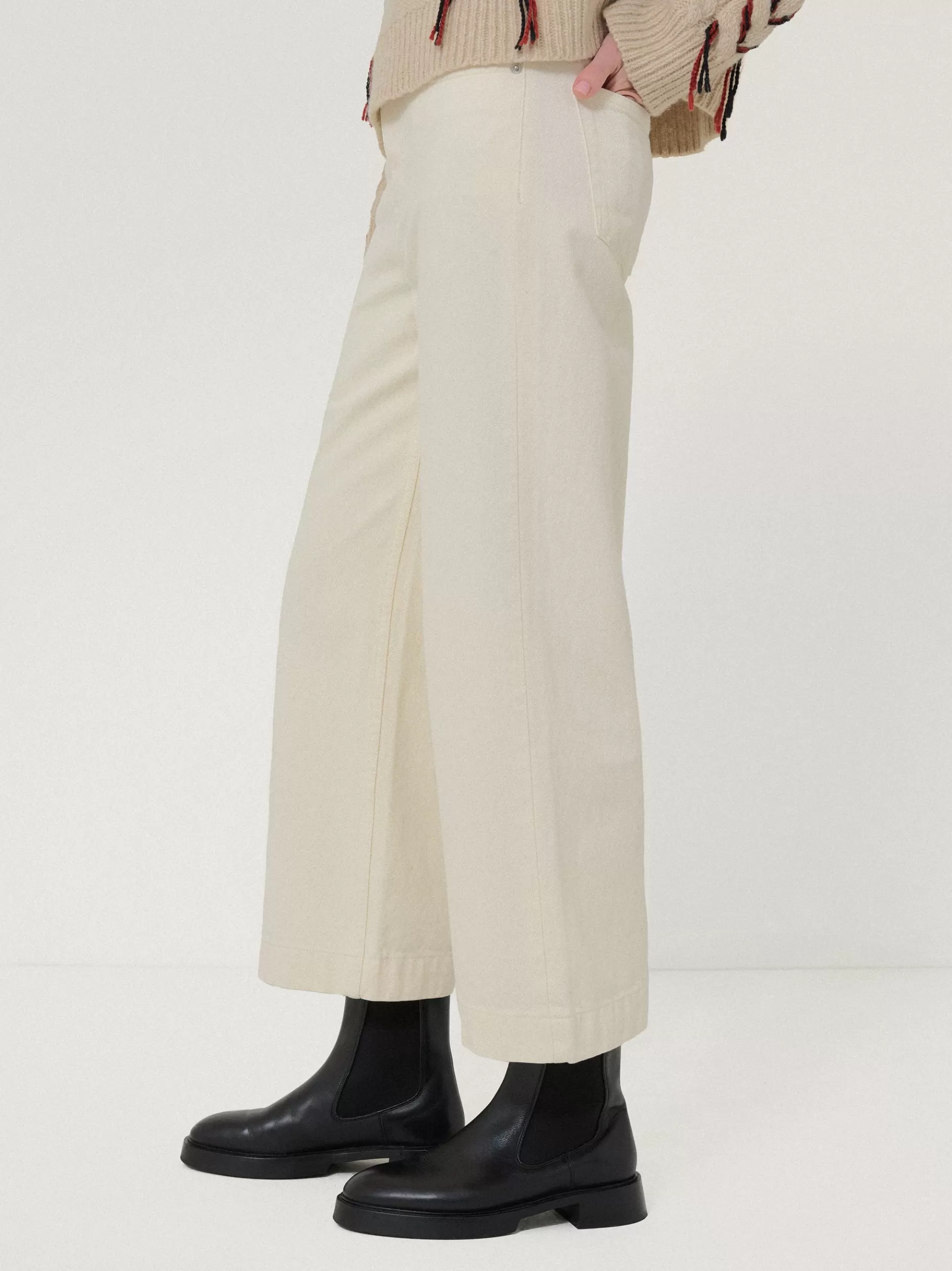 Jigsaw Denim-Tyne Wide Leg Cropped Jean Ecru