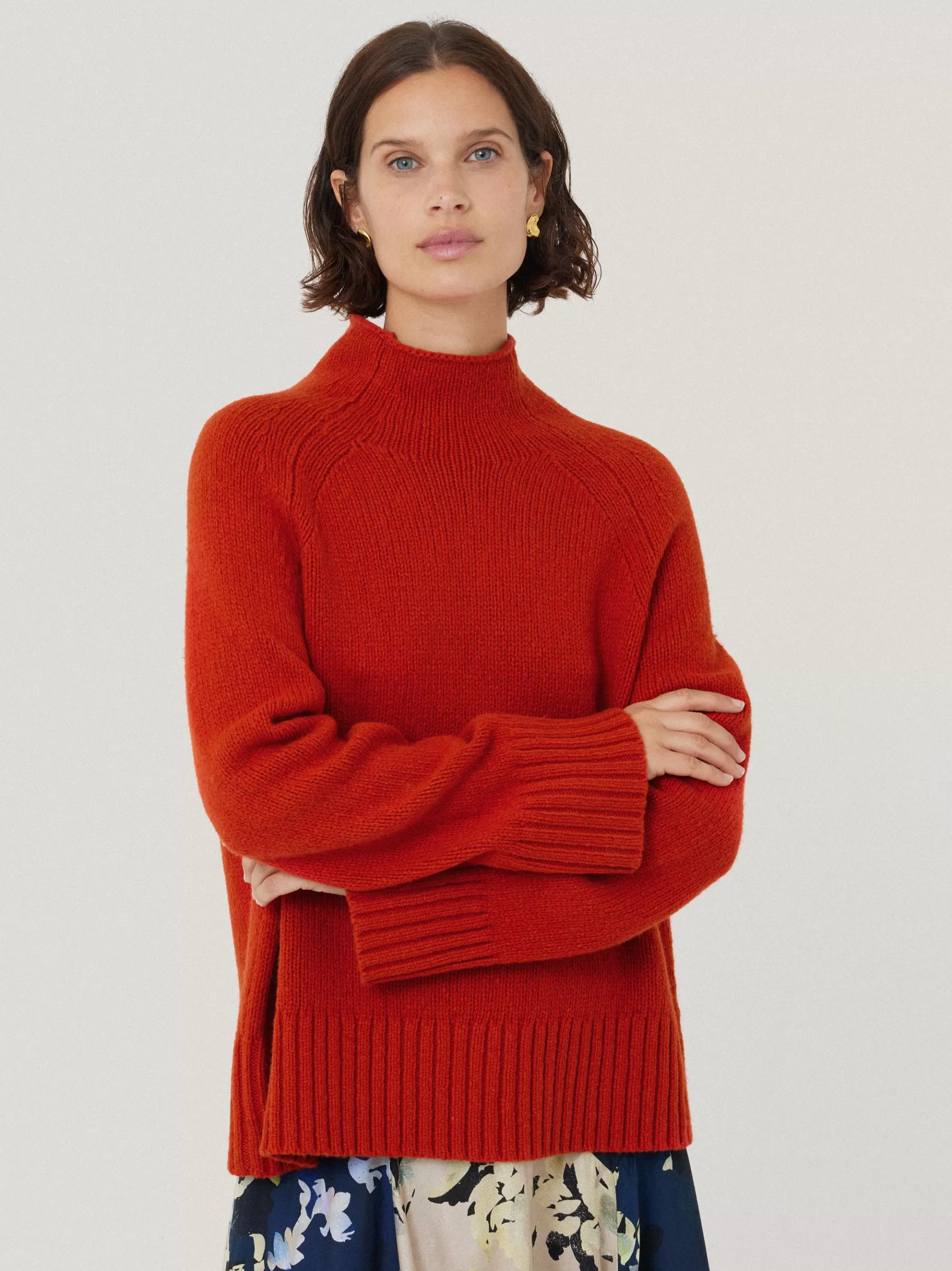 Jigsaw Knitwear & Cashmere-Wool Blend Snowdon Jumper Orange