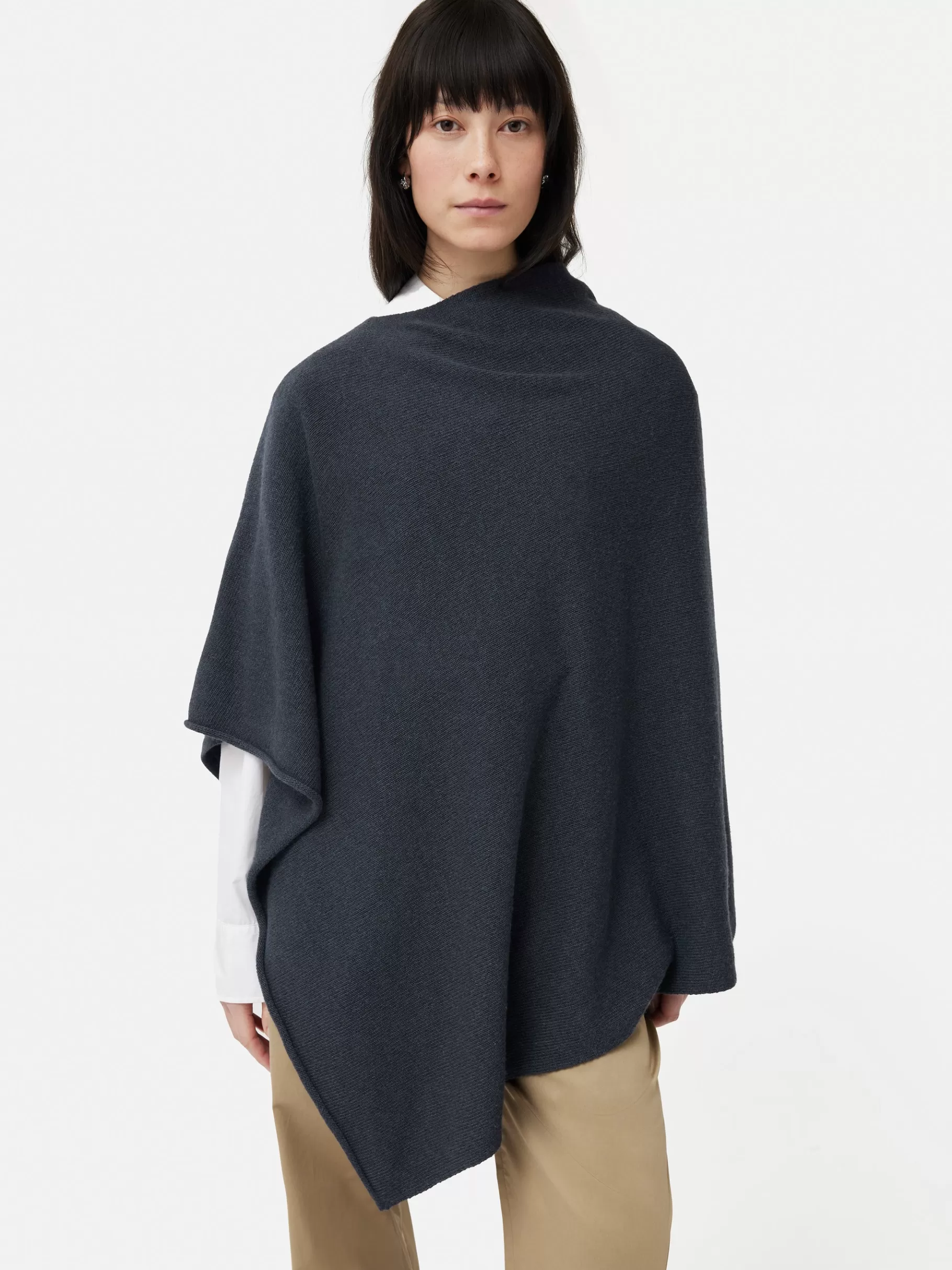 Jigsaw Ponchos & Scarves | Knitwear & Cashmere-Wool Cashmere Blend Drape Poncho Slate