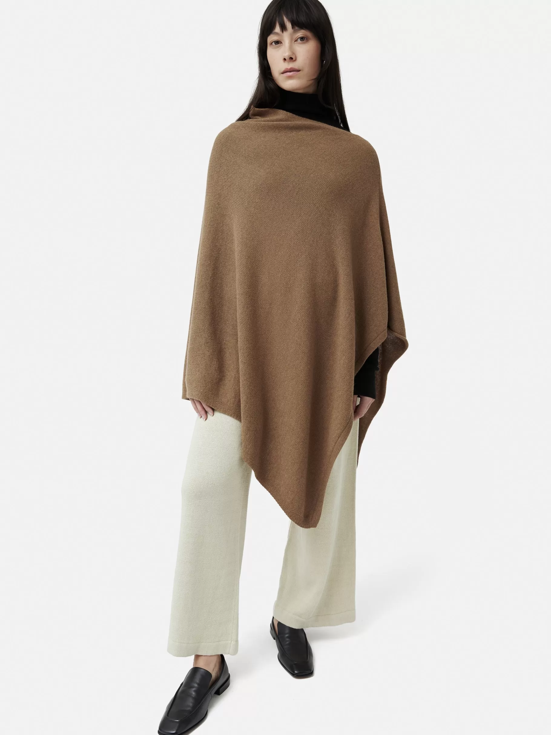 Jigsaw Ponchos & Scarves | Knitwear & Cashmere-Wool Cashmere Blend Drape Poncho Camel