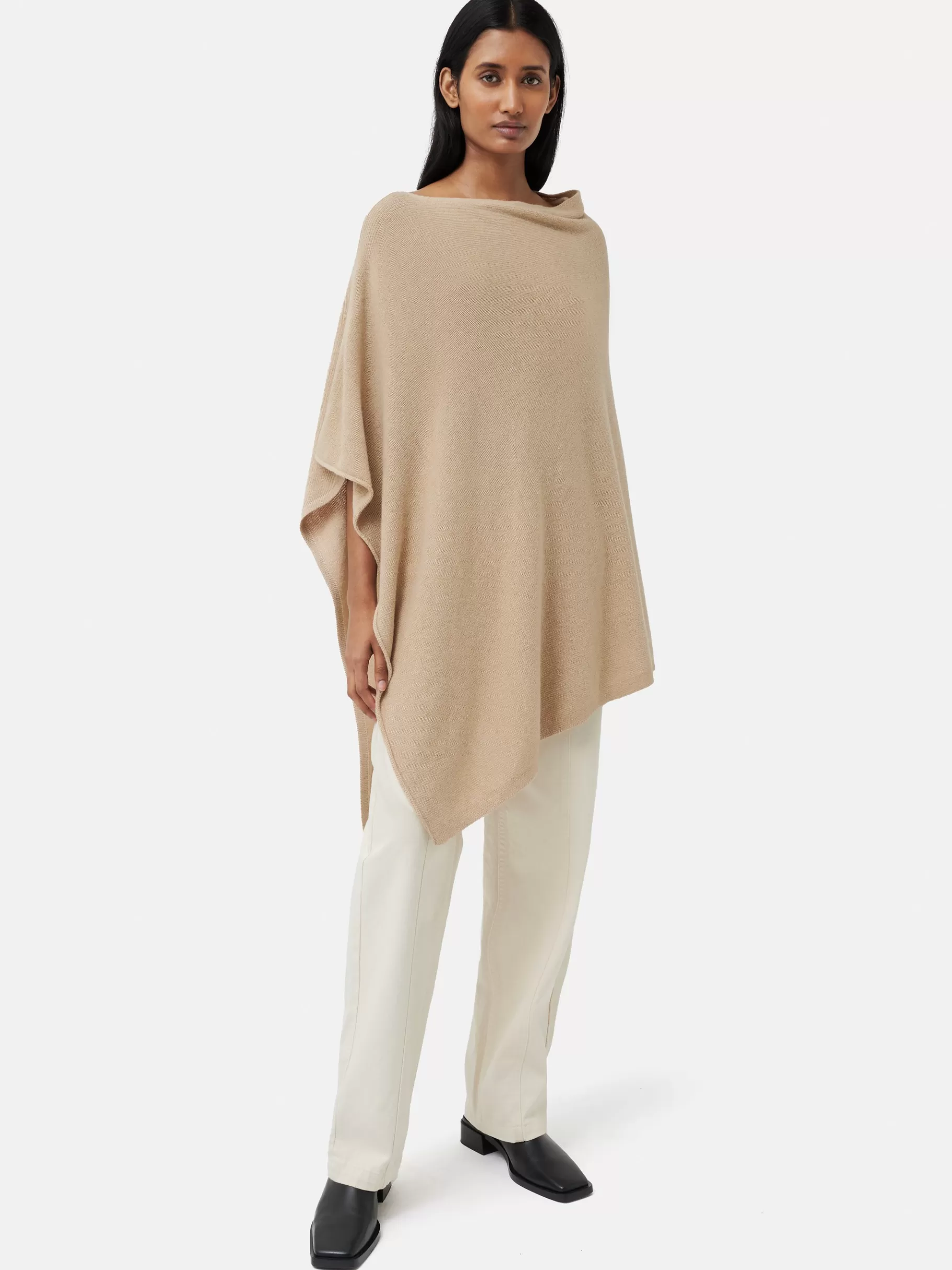 Jigsaw Ponchos & Scarves | Knitwear & Cashmere-Wool Cashmere Blend Drape Poncho Beige