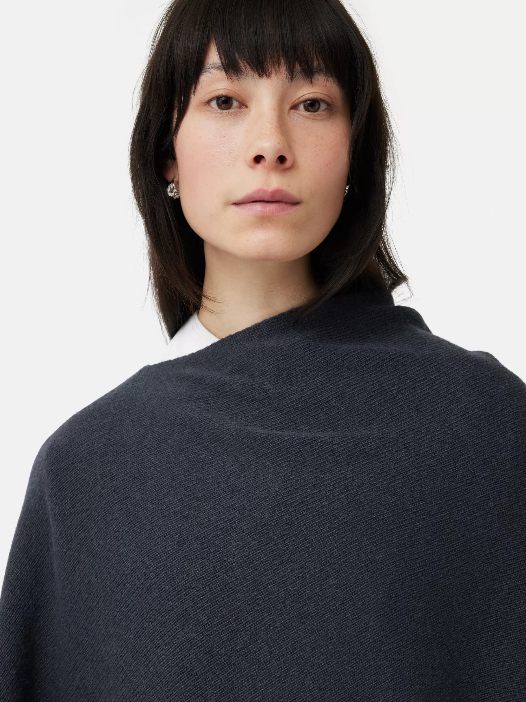 Jigsaw Ponchos & Scarves | Knitwear & Cashmere-Wool Cashmere Blend Drape Poncho Slate