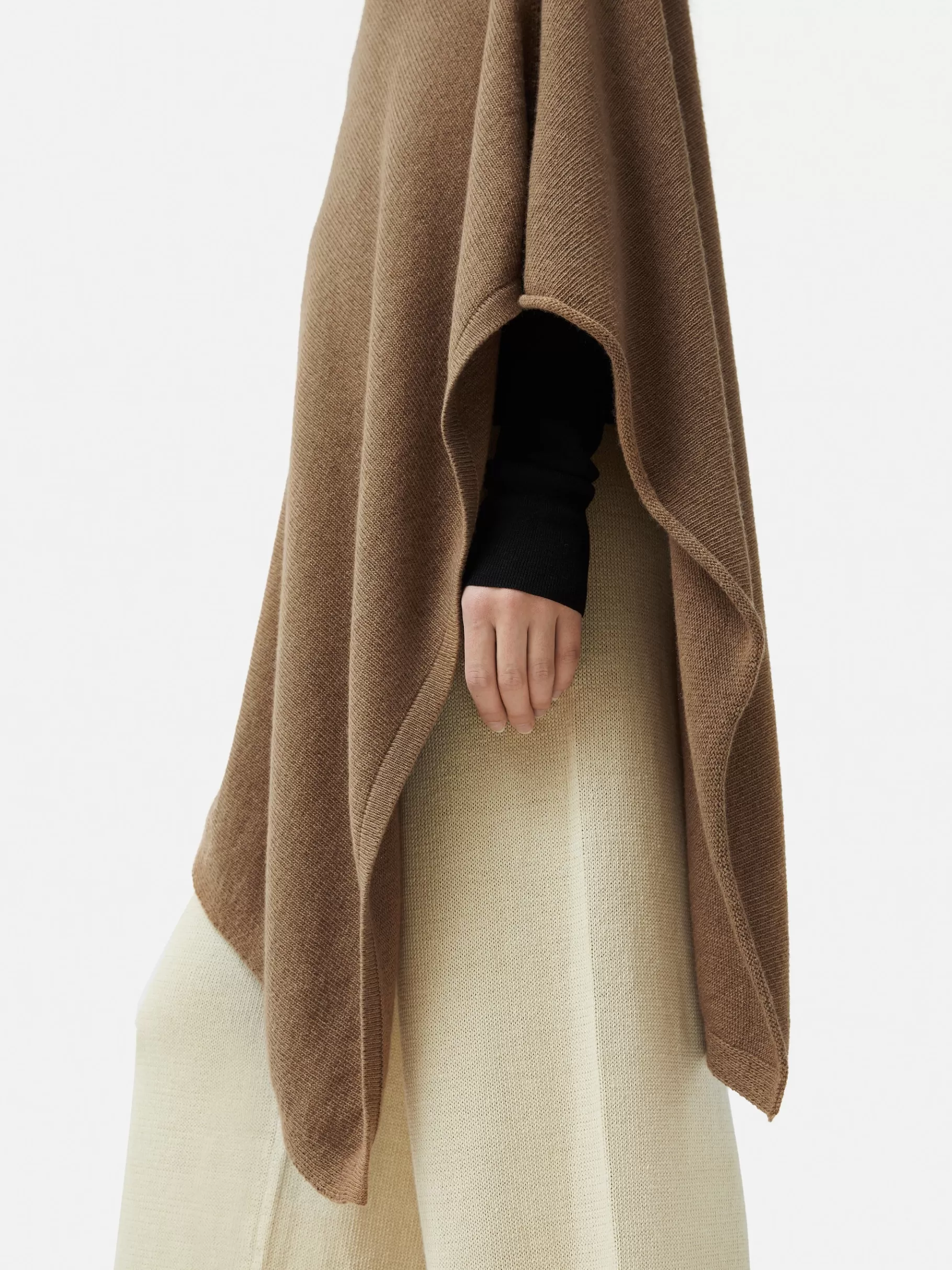 Jigsaw Ponchos & Scarves | Knitwear & Cashmere-Wool Cashmere Blend Drape Poncho Camel