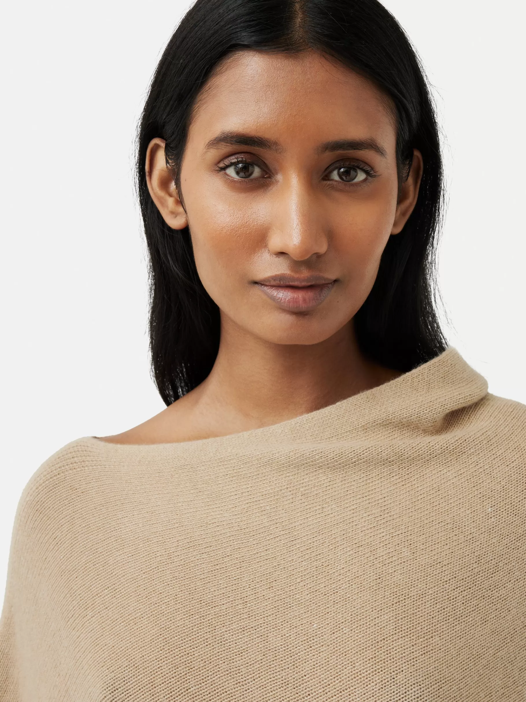 Jigsaw Ponchos & Scarves | Knitwear & Cashmere-Wool Cashmere Blend Drape Poncho Beige