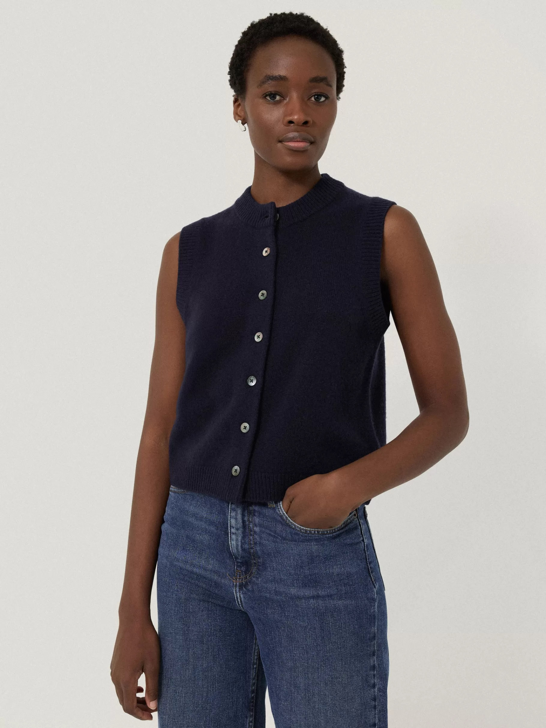 Jigsaw Shirts & Tops | Knitwear & Cashmere-Wool Cashmere Blend Waistcoat Navy