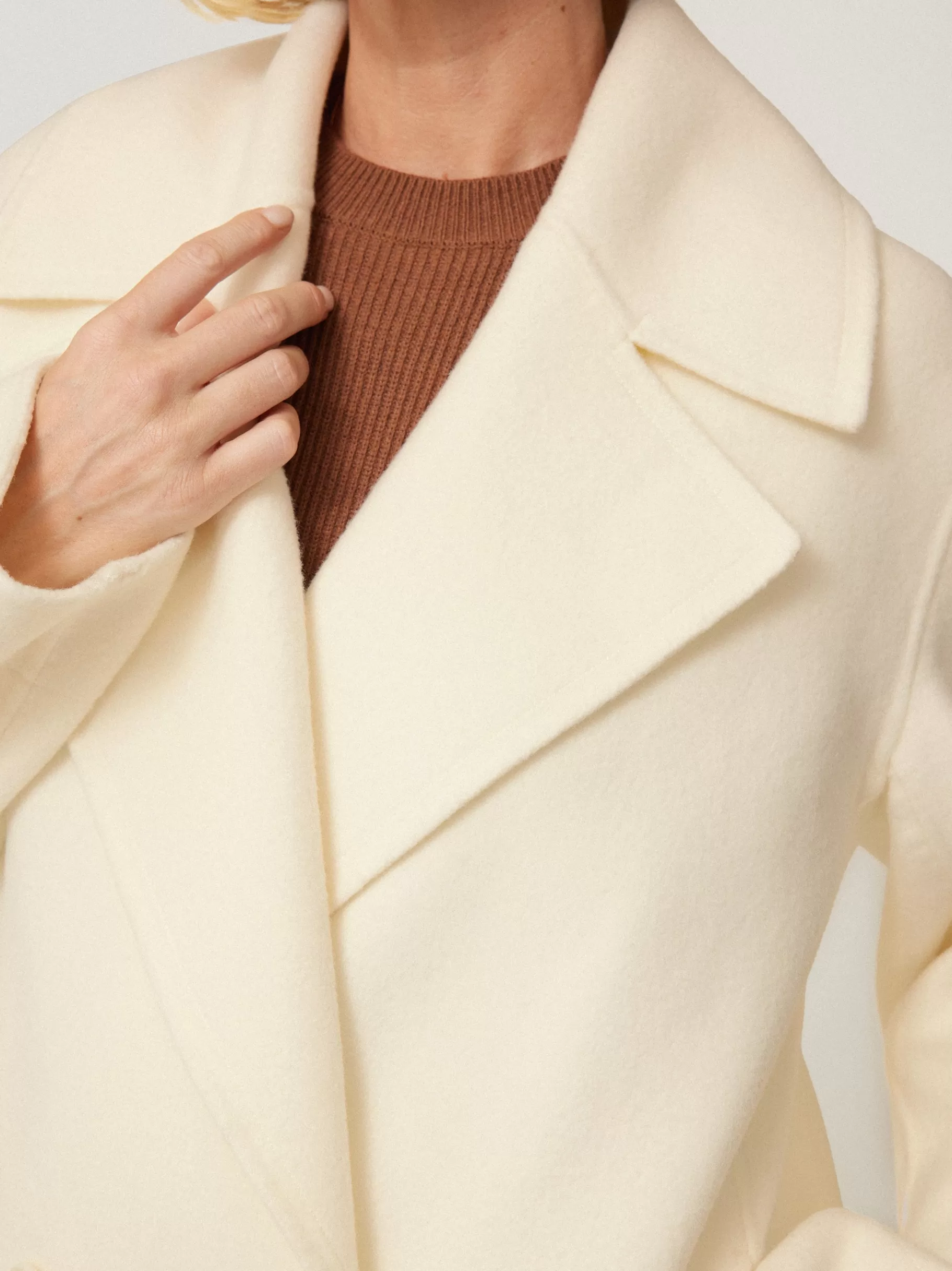 Jigsaw Coats & Jackets-Wool Double Faced Short Coat Ivory