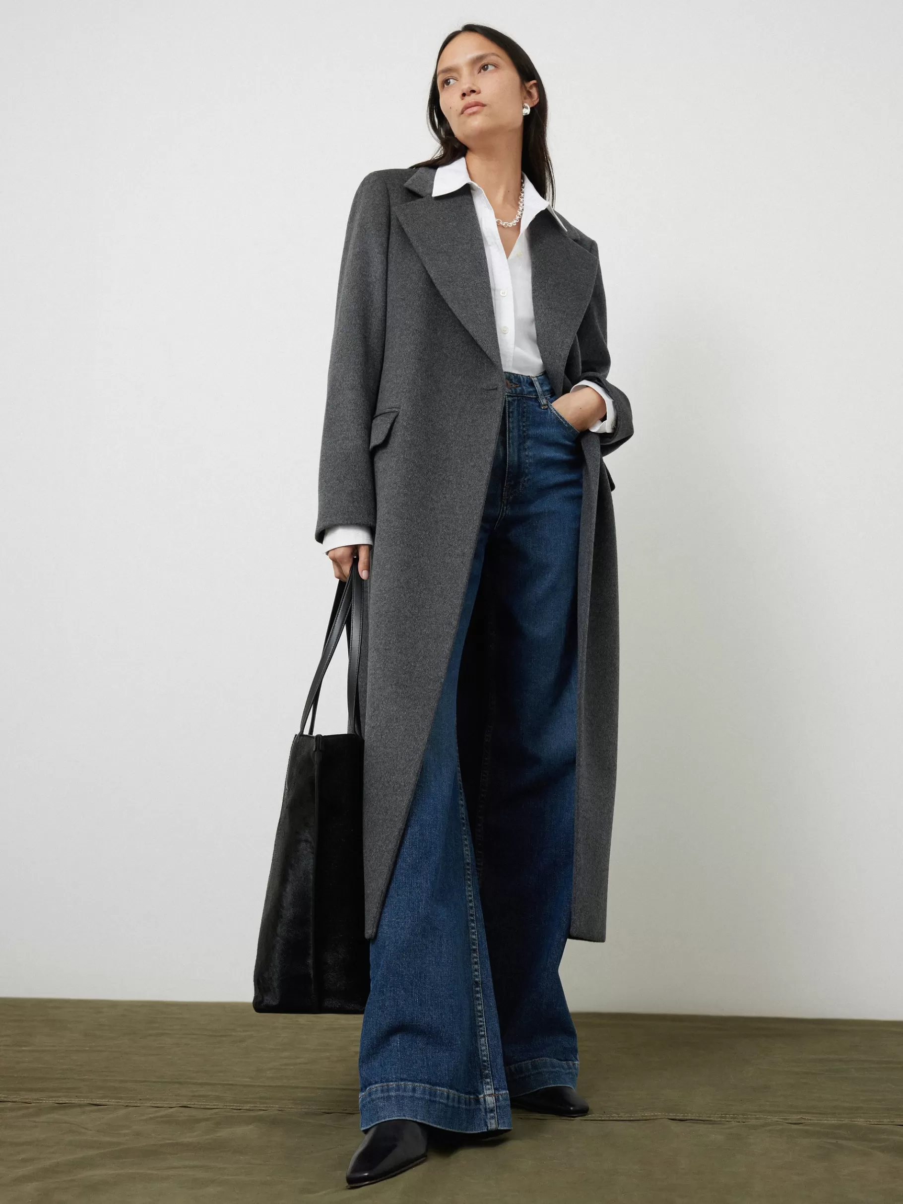 Jigsaw Coats & Jackets-Wool Maxi City Coat Charcoal