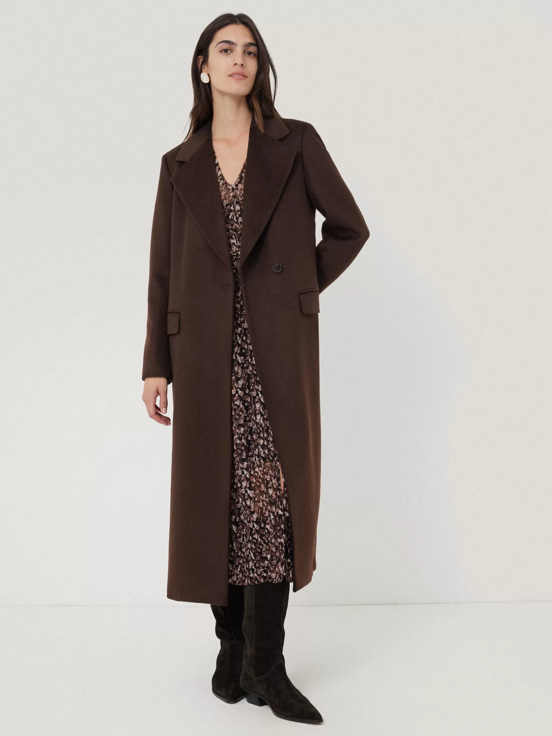 Jigsaw Coats & Jackets-Wool Maxi City Coat Chocolate