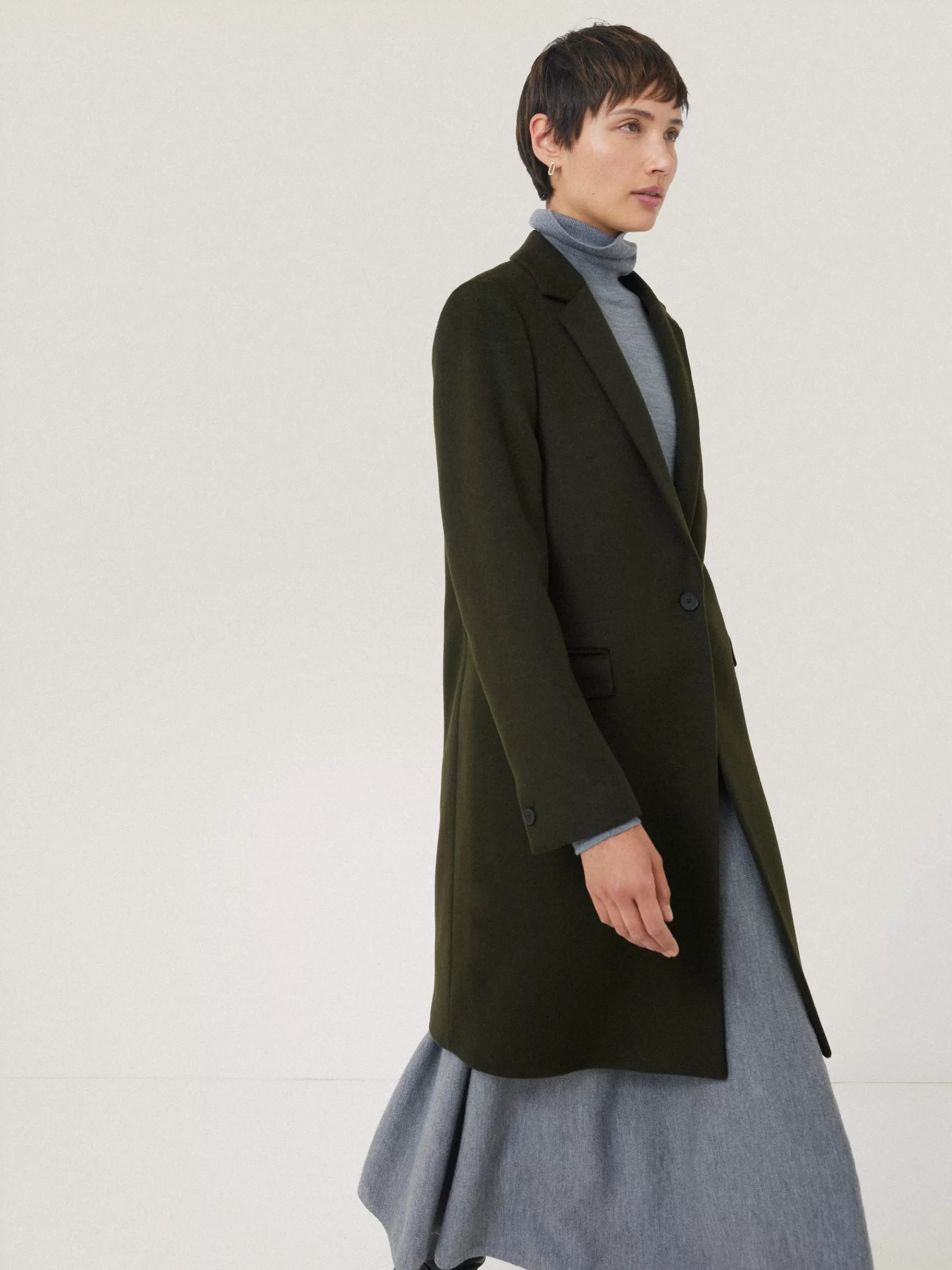 Jigsaw Coats & Jackets-Wool Relaxed City Coat Green