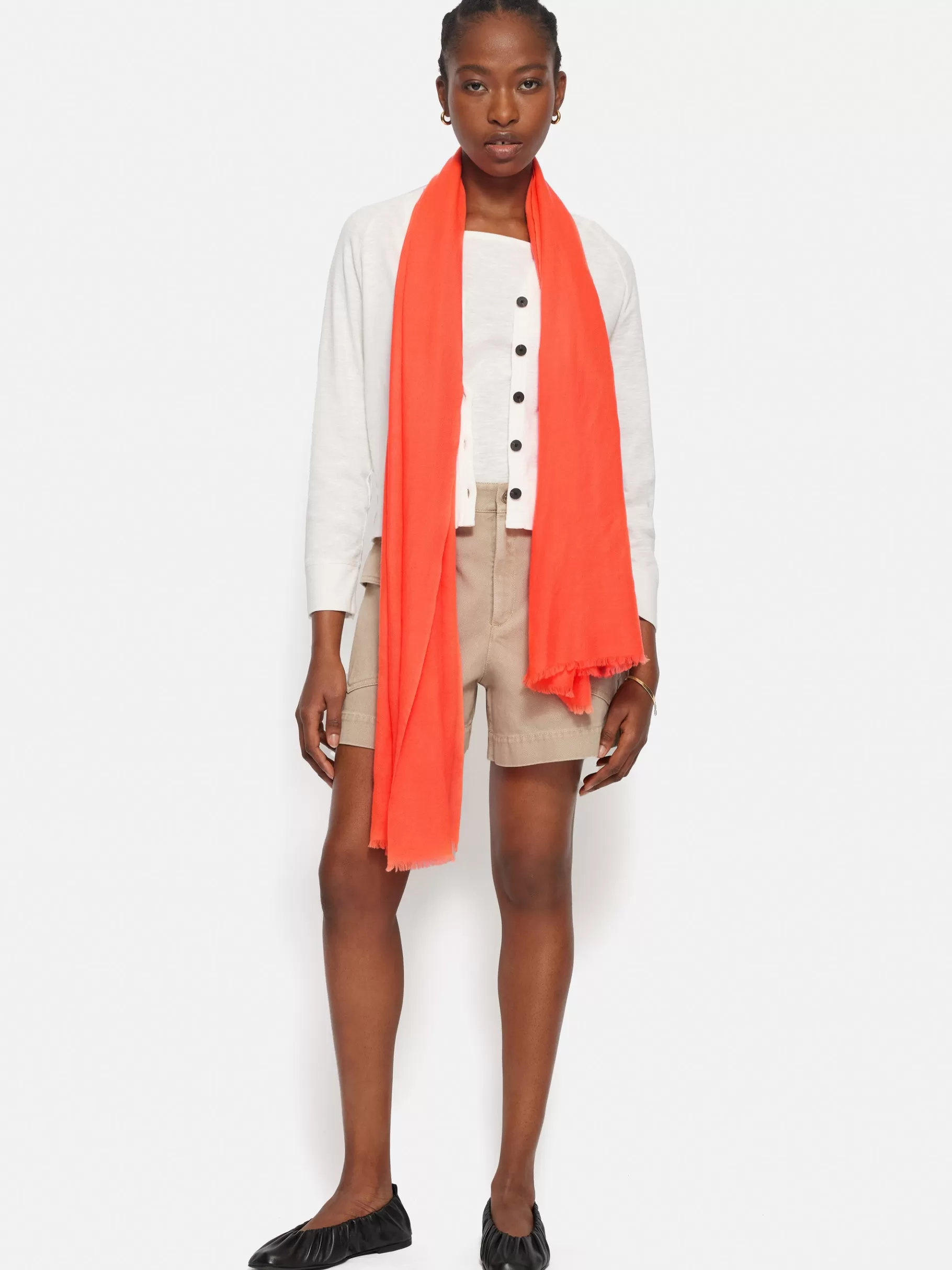 Jigsaw Ponchos & Scarves | Knitwear & Cashmere-Wool Silk Pashmina Orange